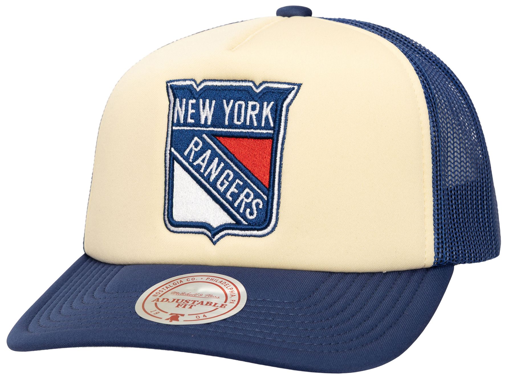 Mitchell & Ness Adult New York Rangers Cream Vintage Block Trucker Hat product image