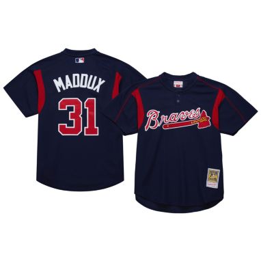 sorry, Mitchell & Ness Men's Greg Maddux #31 Atlanta Braves Navy Mesh Button Up Jersey is currently out of stock