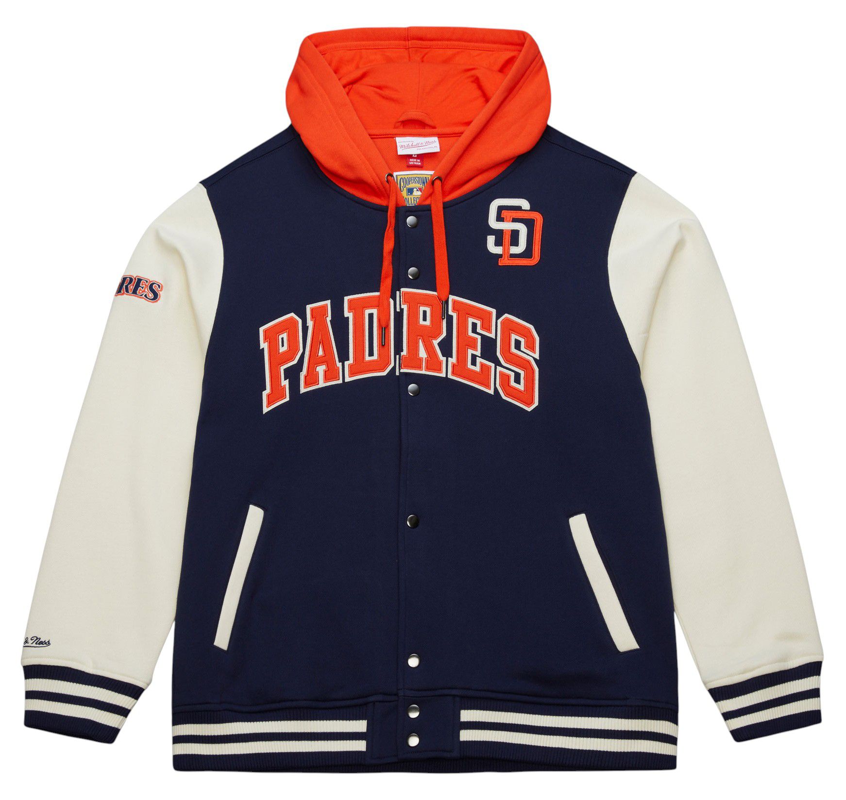 Mitchell & Ness Men's San Diego Padres Navy Courtside Hooded Jacket product image
