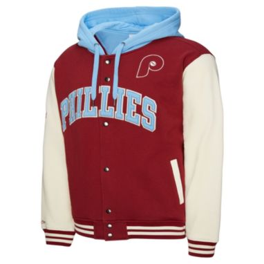 sorry, Mitchell & Ness Men's Philadelphia Phillies Cardinal Courtside Hooded Jacket is currently out of stock