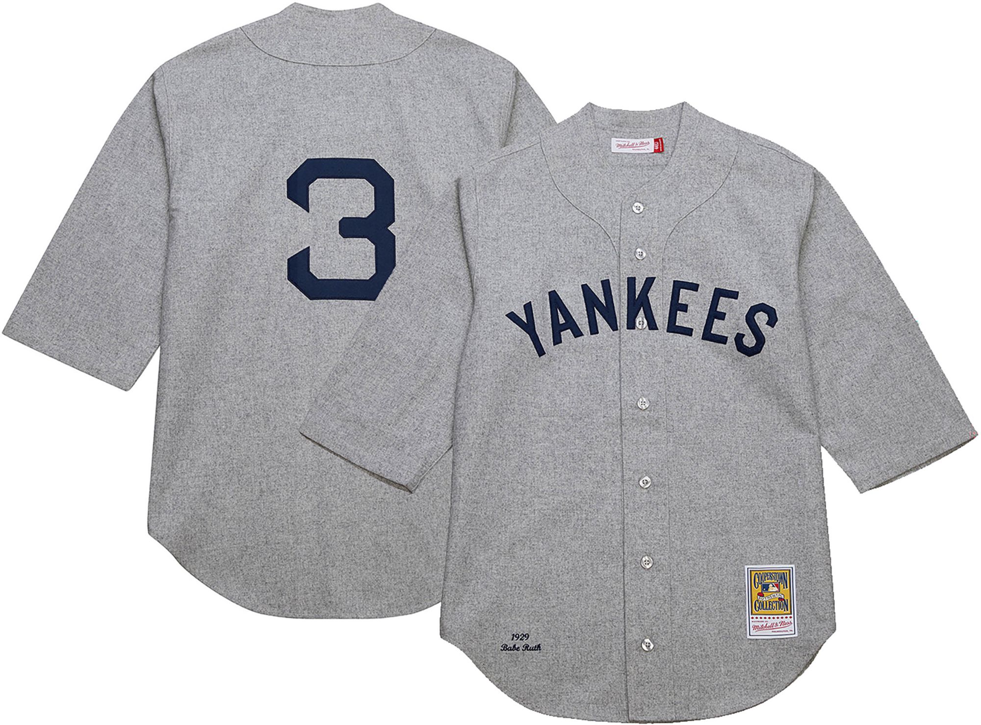 Mitchell & Ness Men's Babe Ruth #3 New York Yankees Grey Authentic Jersey product image