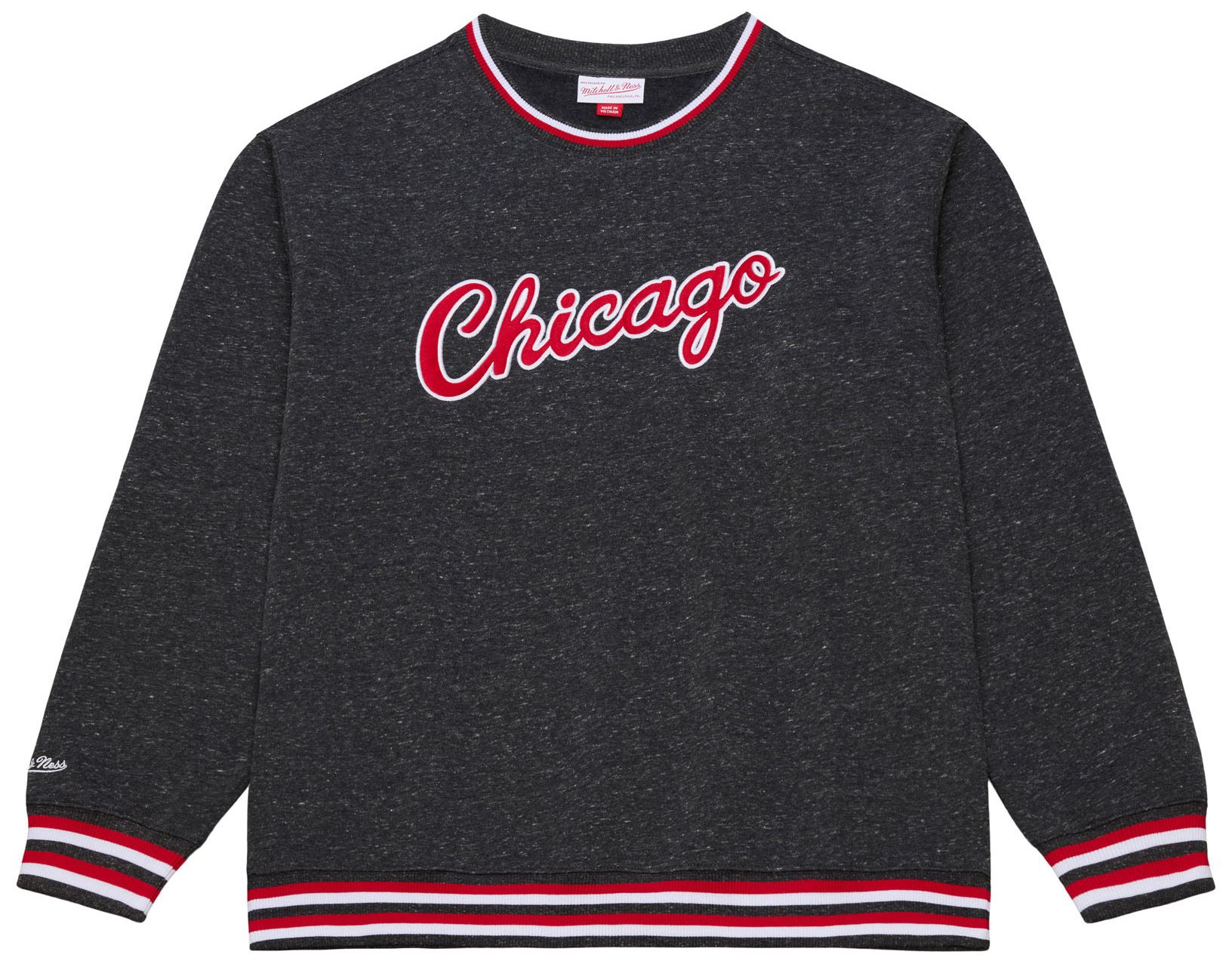 Mitchell & Ness Men's Chicago Bulls Black Retro Graphic Snow Washed Crewneck Sweatshirt product image