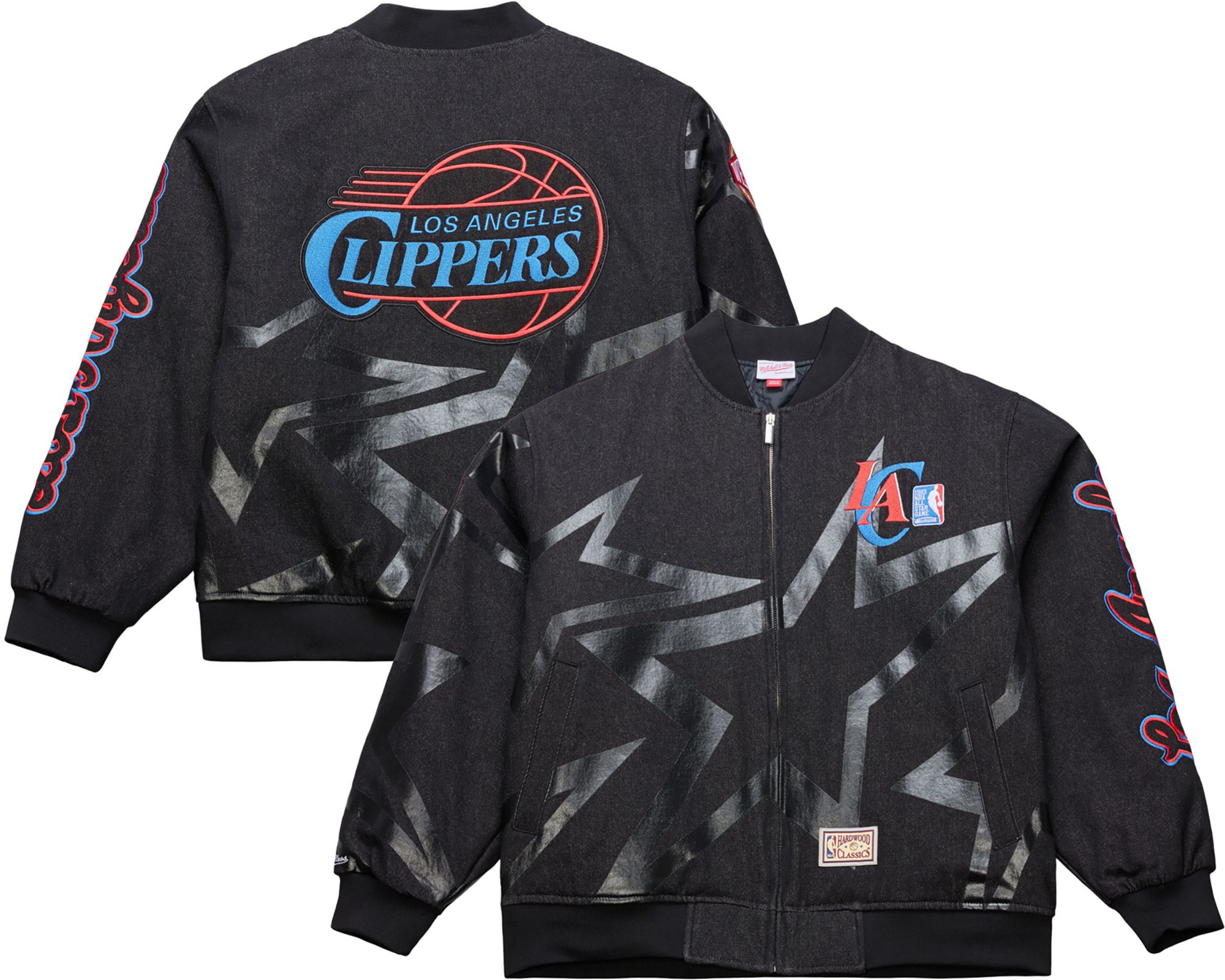 Mitchell & Ness Men's Los Angeles Clippers Black Graphic Denim Jacket product image