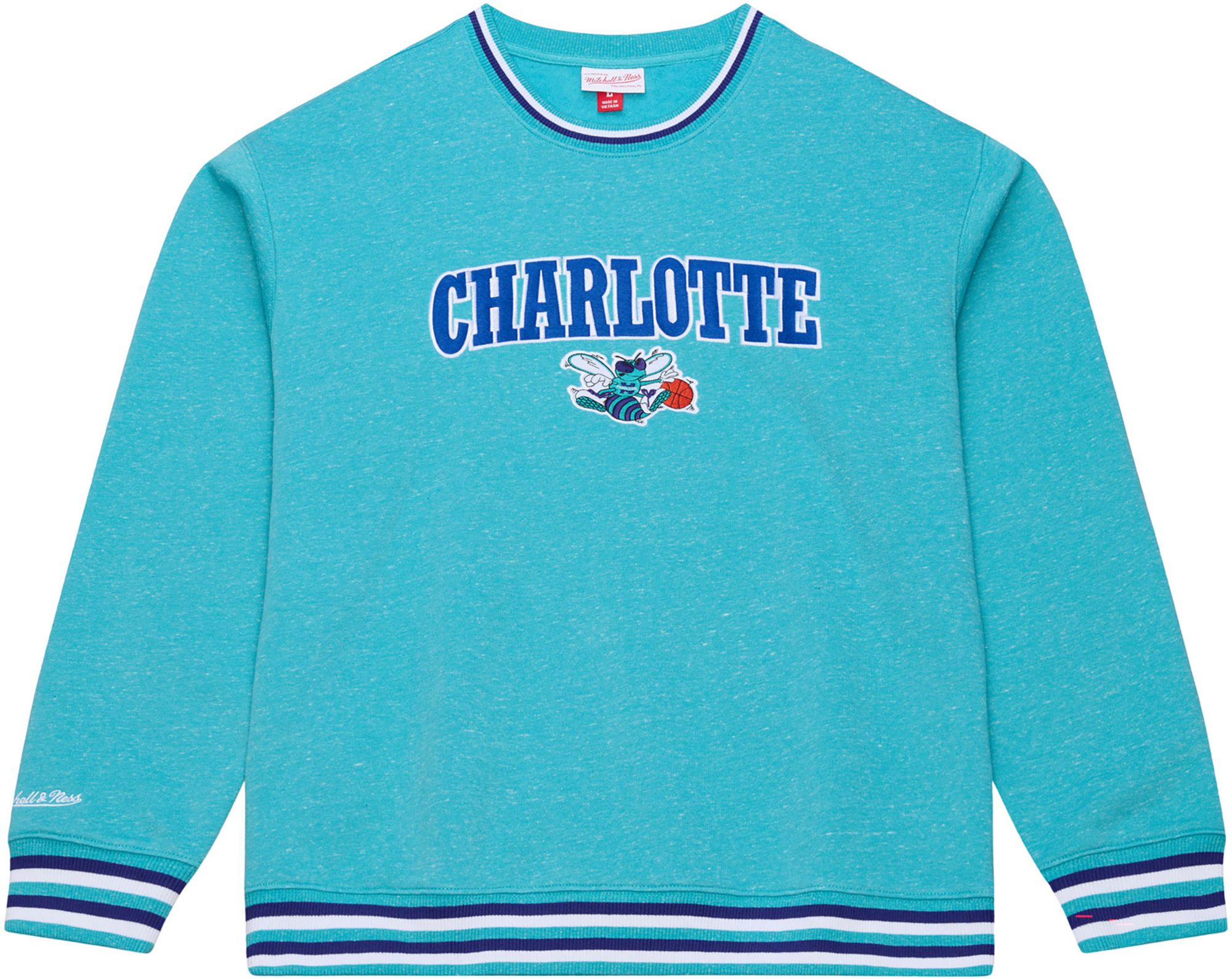 Mitchell & Ness Men's Charlotte Hornets Blue Retro Graphic Snow Washed Crewneck Sweatshirt product image
