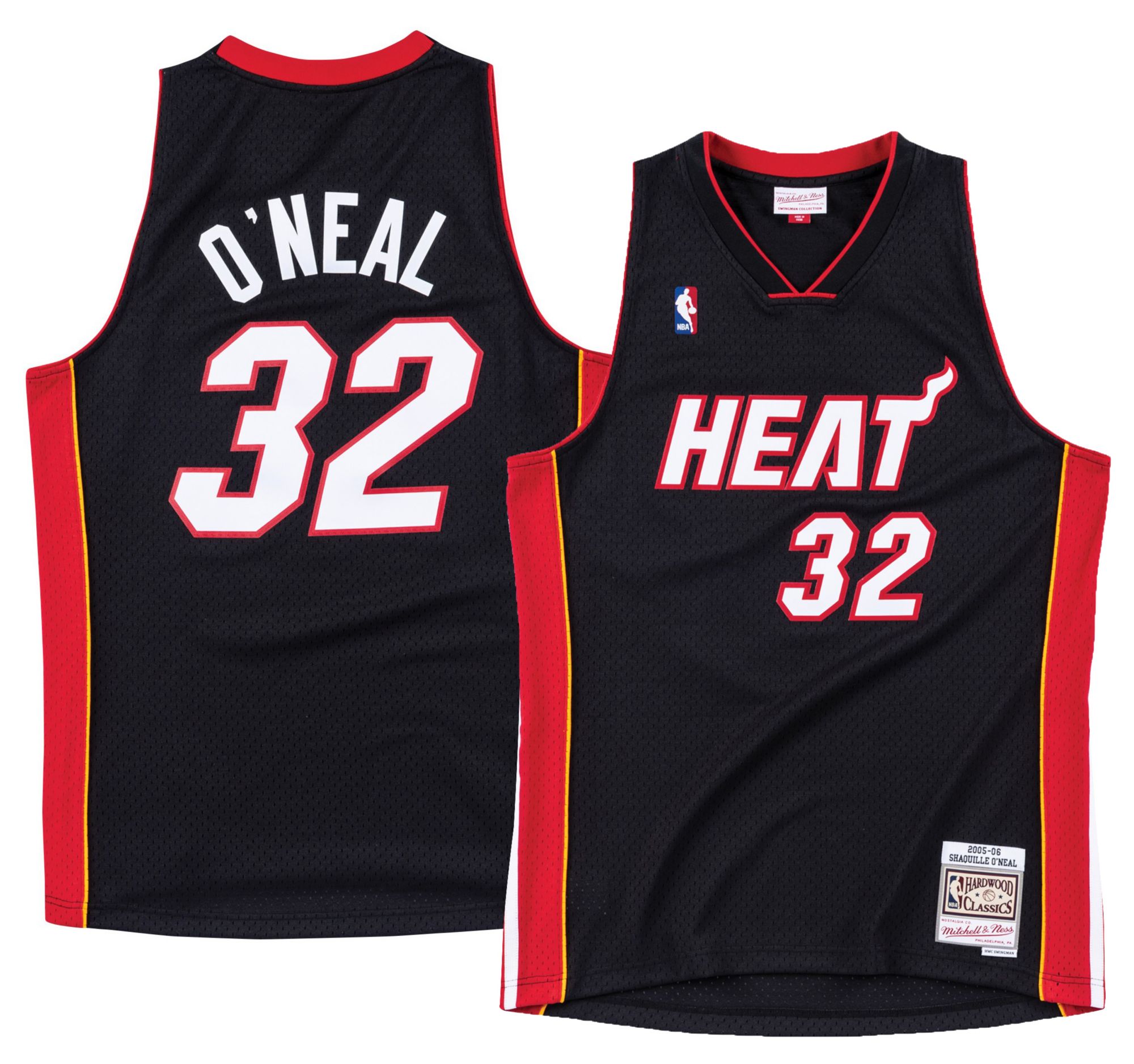 Mitchell & Ness Men's Miami Heat Black Shaquille O'Neal #32 Hardwood Classic Big & Tall Jersey product image