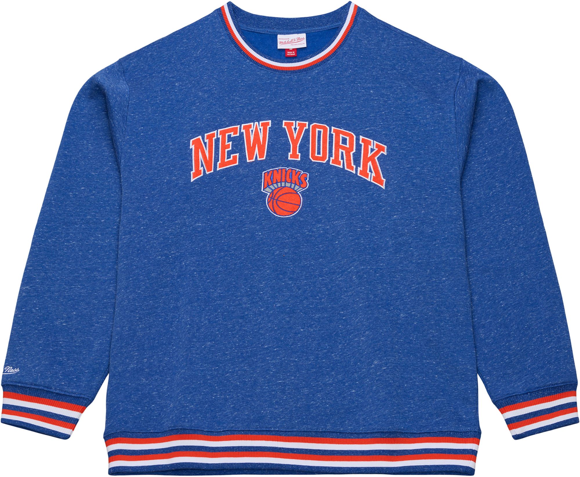 Mitchell & Ness Men's New York Knicks Royal Retro Graphic Snow Washed Crewneck Sweatshirt product image