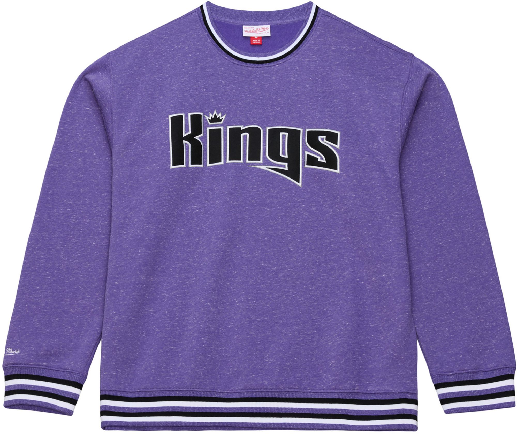 Mitchell & Ness Men's Sacramento Kings Purple Retro Graphic Snow Washed Crewneck Sweatshirt product image