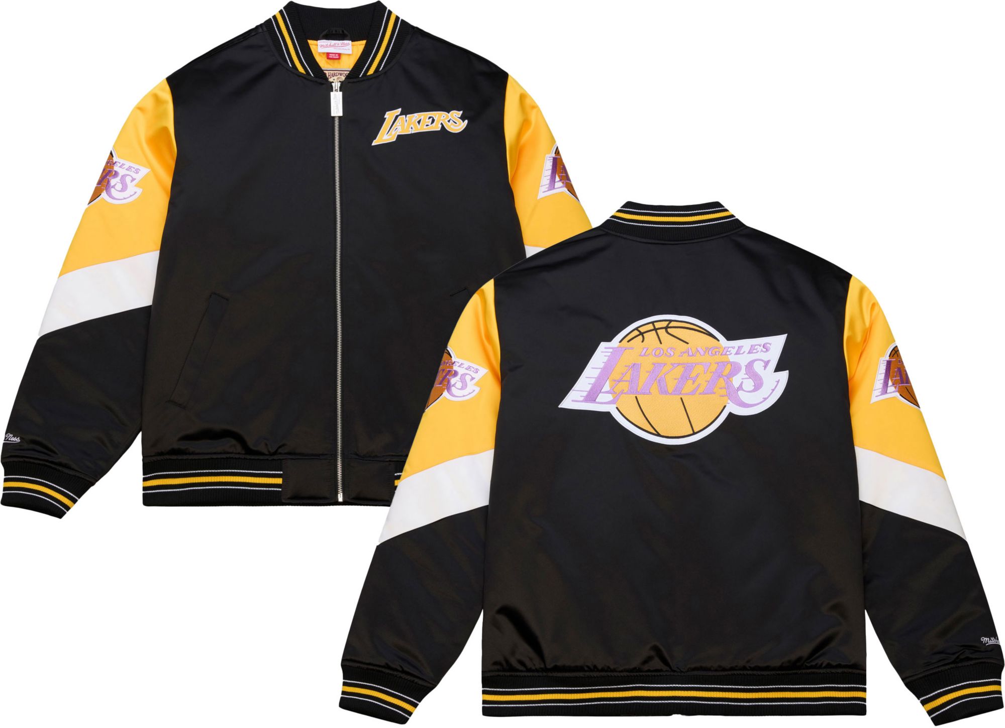 Mitchell & Ness Men's Los Angeles Lakers Black Throw It Back Full-Zip Satin Jacket product image