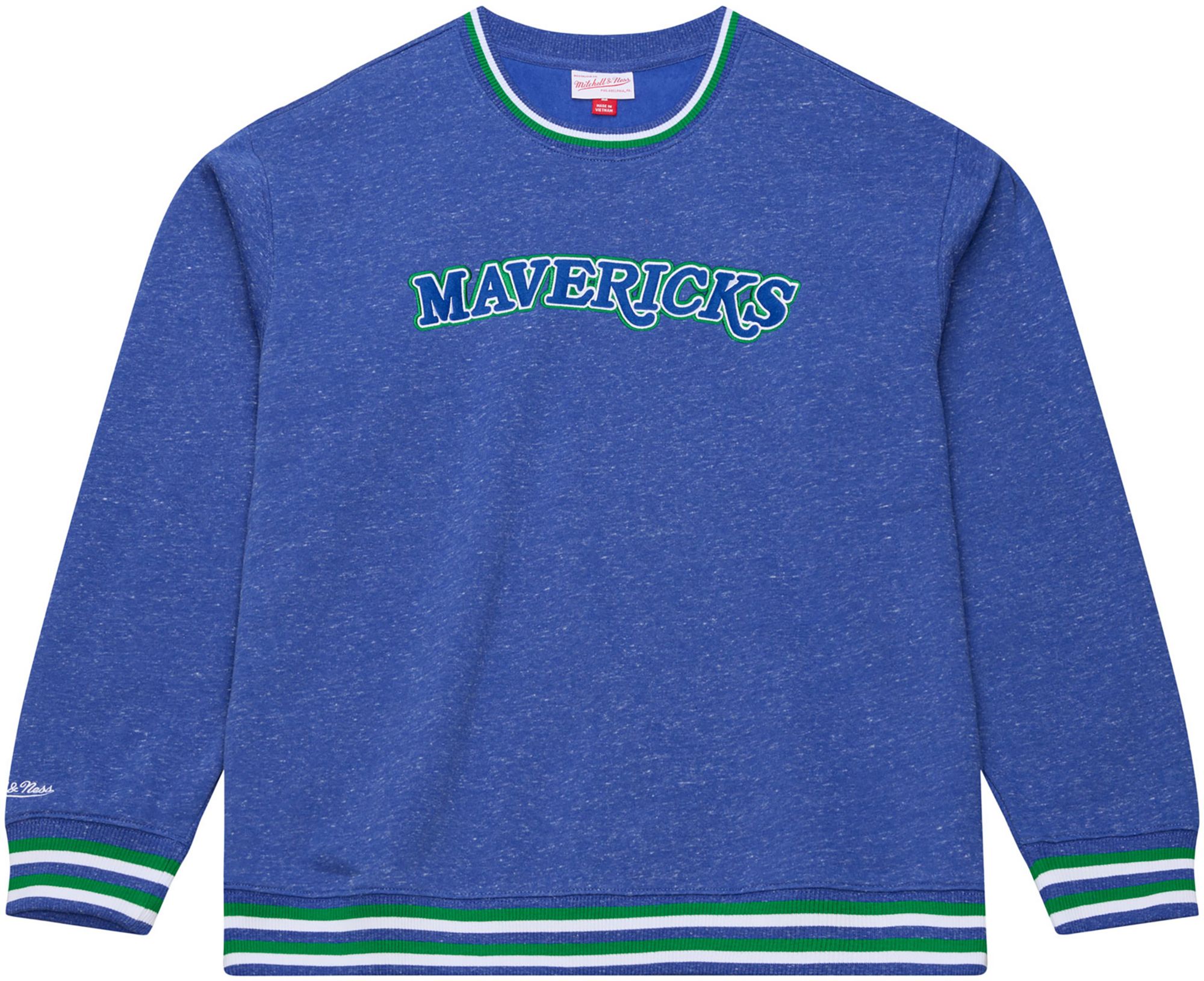Mitchell & Ness Men's Dallas Mavericks Navy Retro Graphic Snow Washed Crewneck Sweatshirt product image