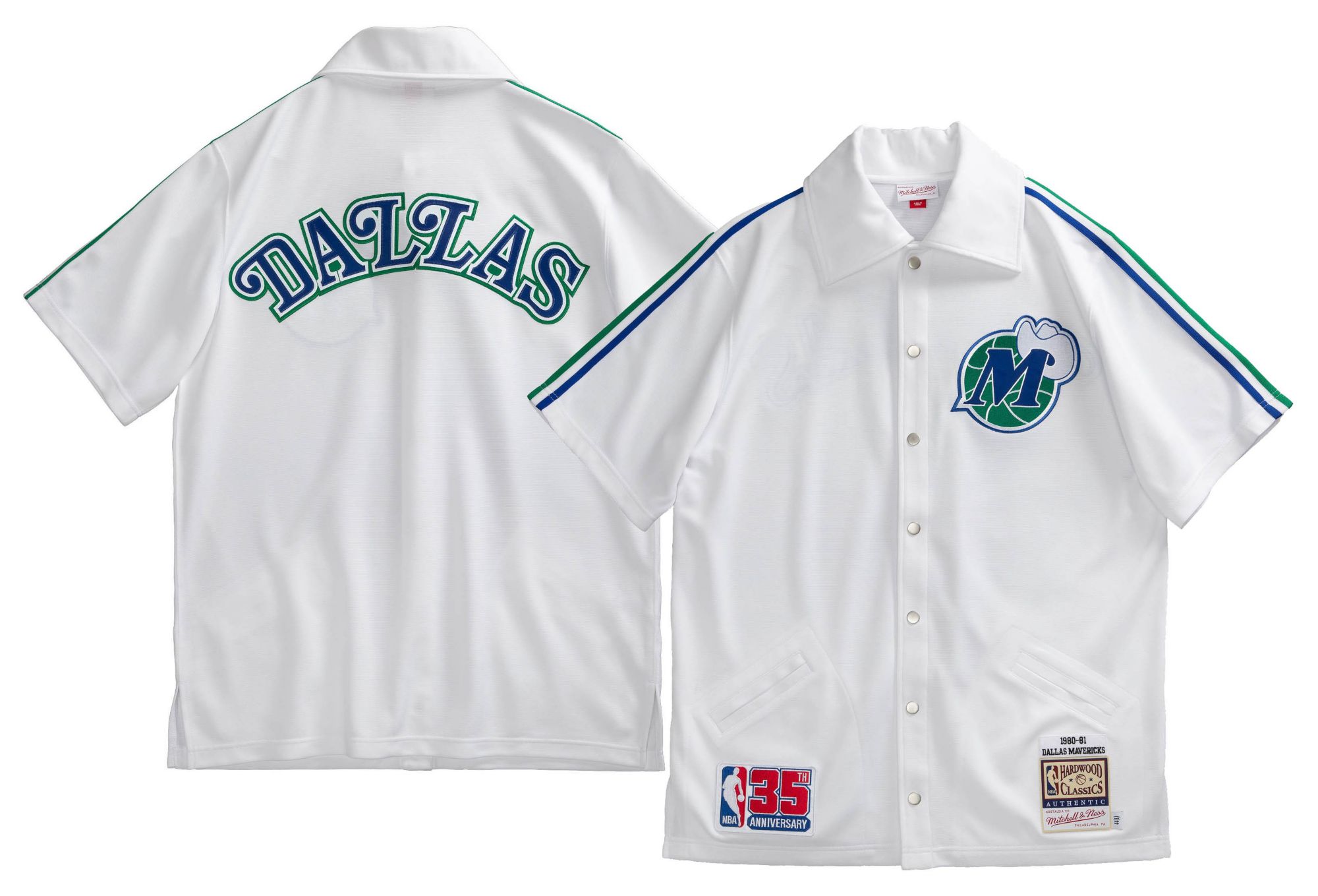 Mitchell & Ness Men's Dallas Mavericks White 1980 Retro Logo HWC Shooting T-Shirt product image