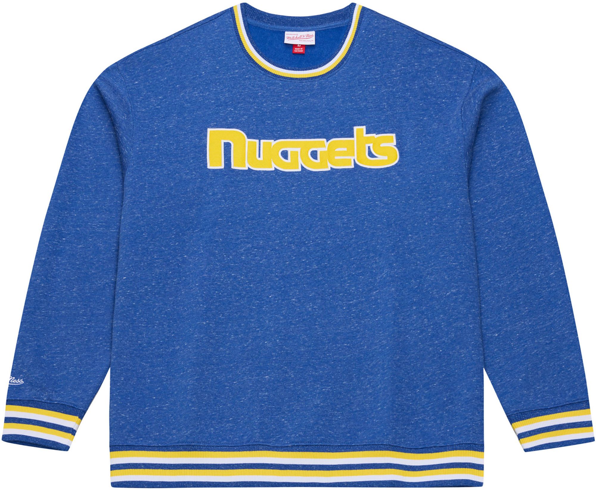 Mitchell & Ness Men's Denver Nuggets Royal Retro Graphic Snow Washed Crewneck Sweatshirt product image
