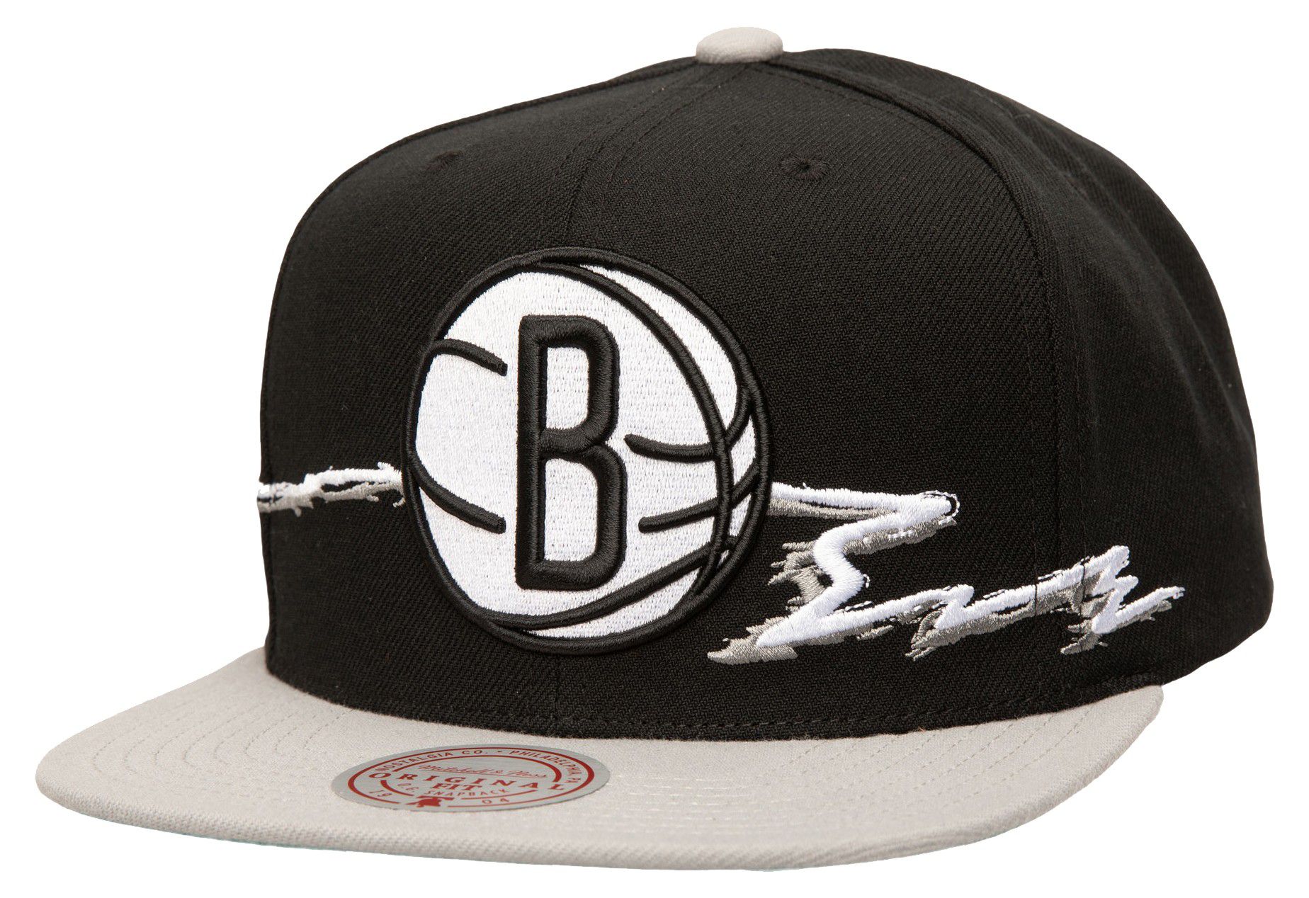Mitchell & Ness Men's Brooklyn Nets Black Retro Logo Lifeline Snapback Hat product image