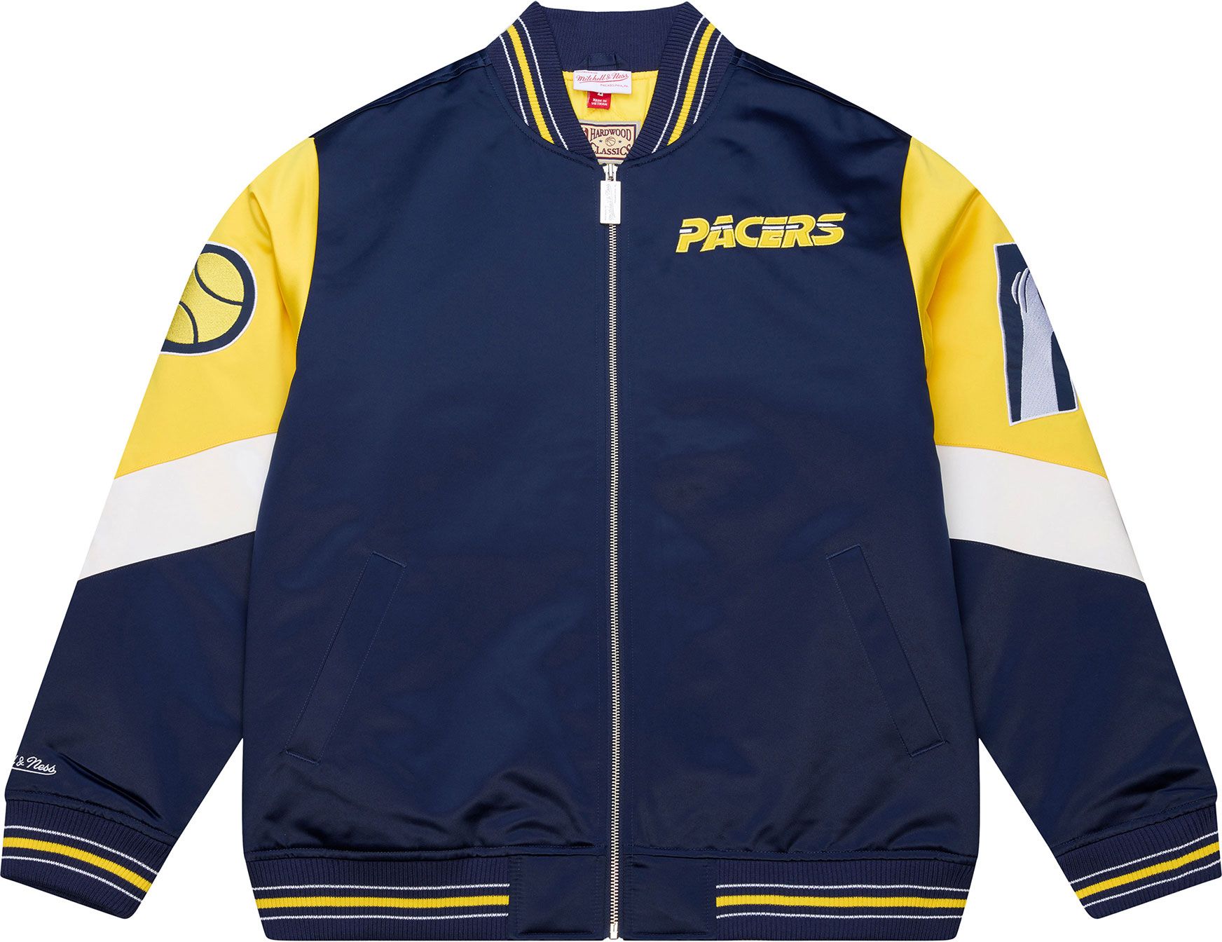 Mitchell & Ness Men's Indiana Pacers Navy Throw It Back Full-Zip Satin Jacket product image