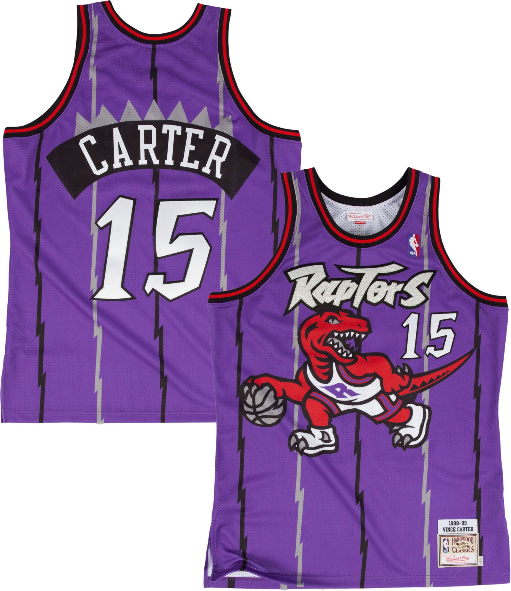 Mitchell & Ness Men's 1998-1999 Toronto Raptors Vince Carter #15 Purple Hardwood Classics Authentic Jersey product image
