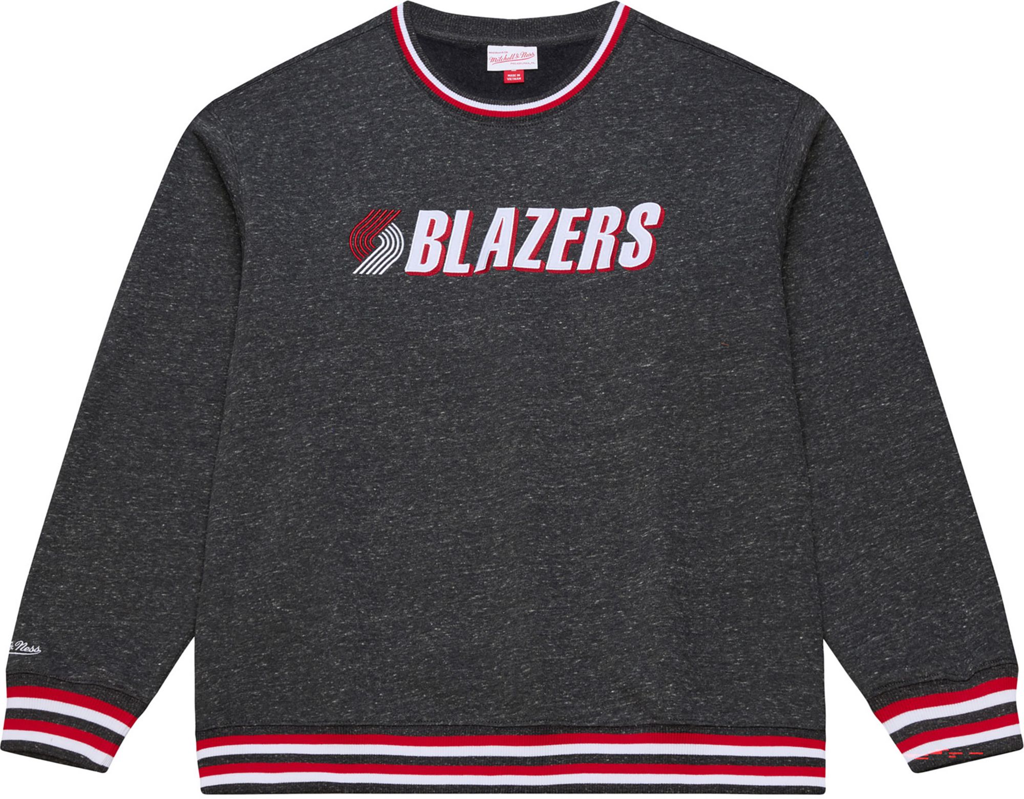 Mitchell & Ness Men's Portland Trail Blazers Black Retro Graphic Snow Washed Crewneck Sweatshirt product image