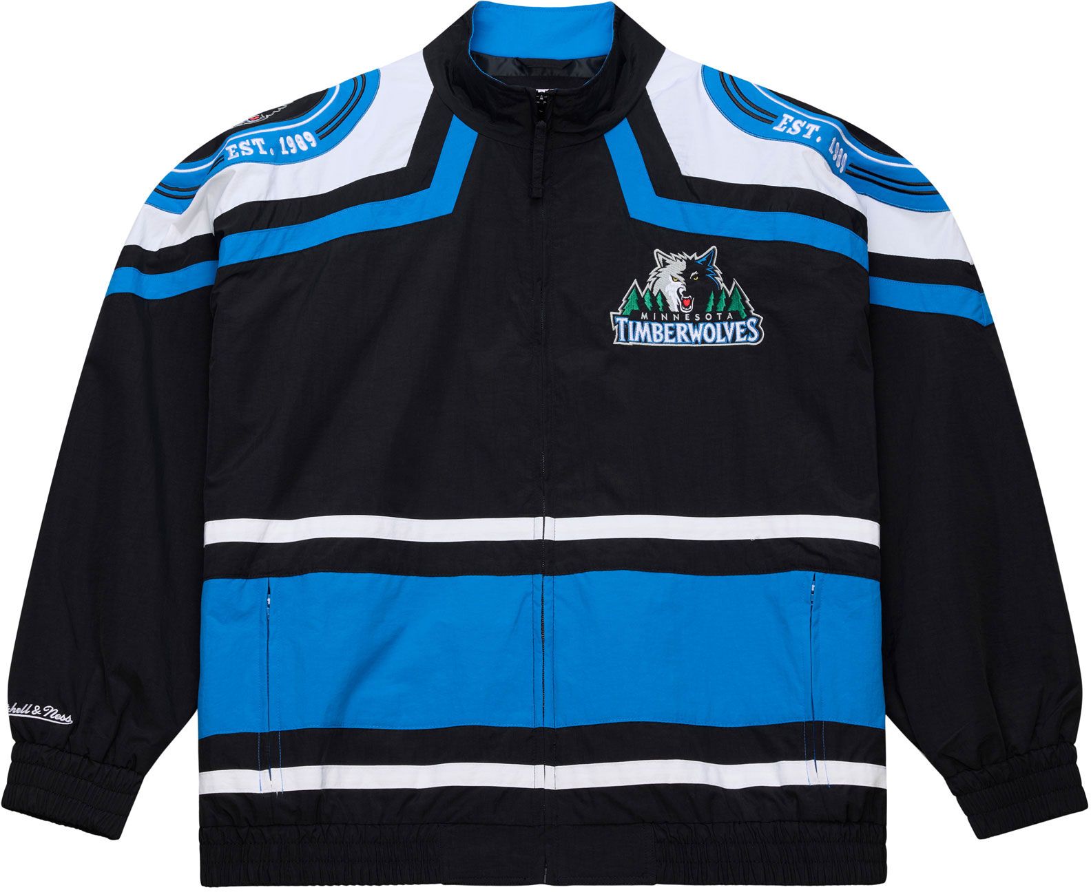 Mitchell & Ness Men's Minnesota Timberwolves Black Throw It Back Full-Zip Windbreaker product image
