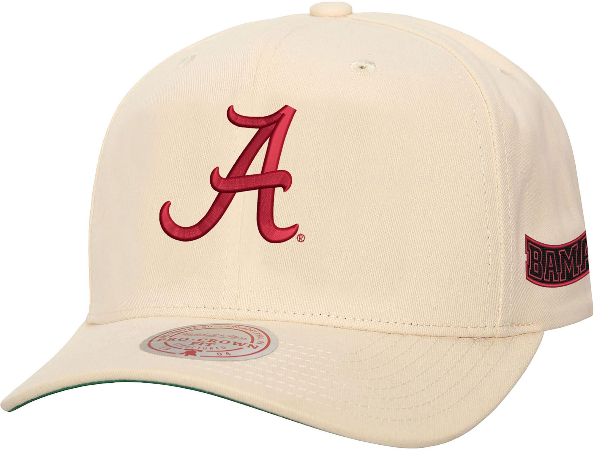 Mitchell & Ness Men's Alabama Crimson Tide Cream Pro Crown Adjustable Snapback Hat product image