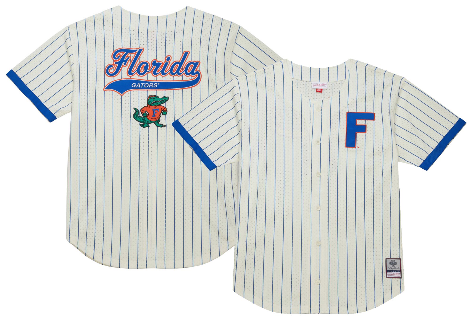 Mitchell & Ness Men's Florida Gators Cream Button Front On Campus Mesh Jersey product image