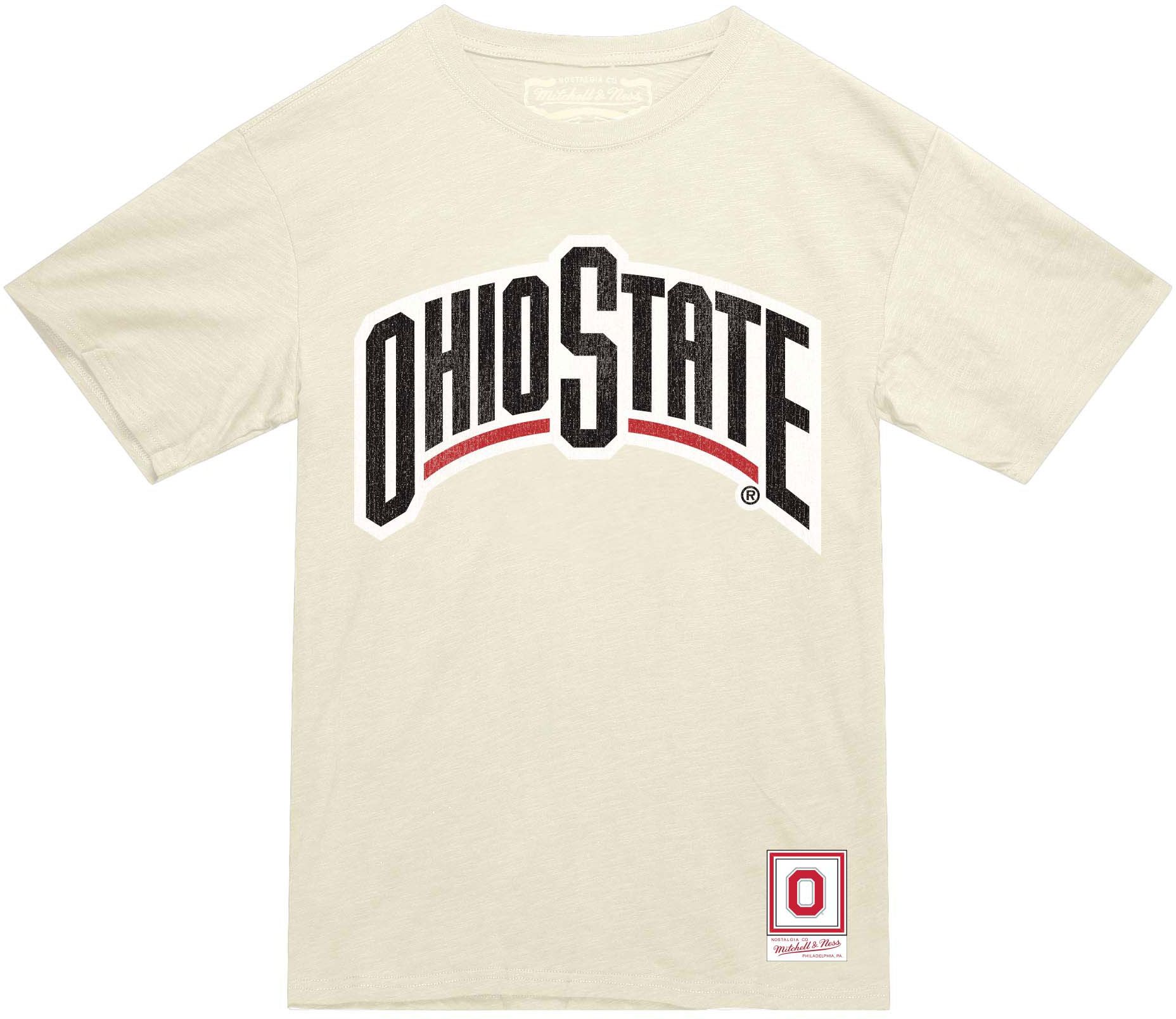 Mitchell & Ness Men's Ohio State Buckeyes Cream Retro Logo T-Shirt product image