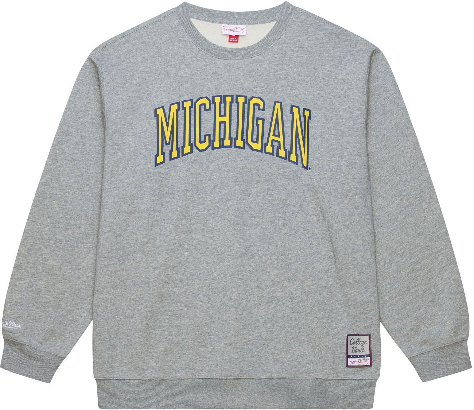 Mitchell & Ness Men's Michigan Wolverines Grey Heather All In Crewneck Sweatshirt product image