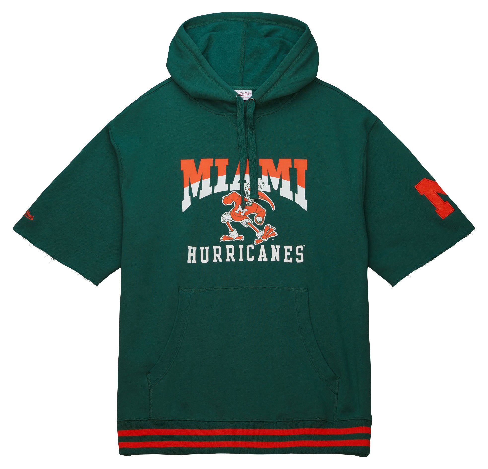 Mitchell & Ness Men's Miami Hurricanes Green Pregame Short Sleeve Pullover Hoodie product image