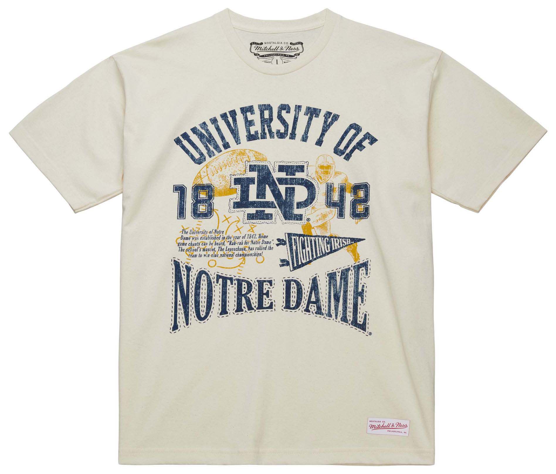 Mitchell & Ness Men's Notre Dame Fighting Irish Natural Heritage Scholar Short Sleeve T-Shirt product image