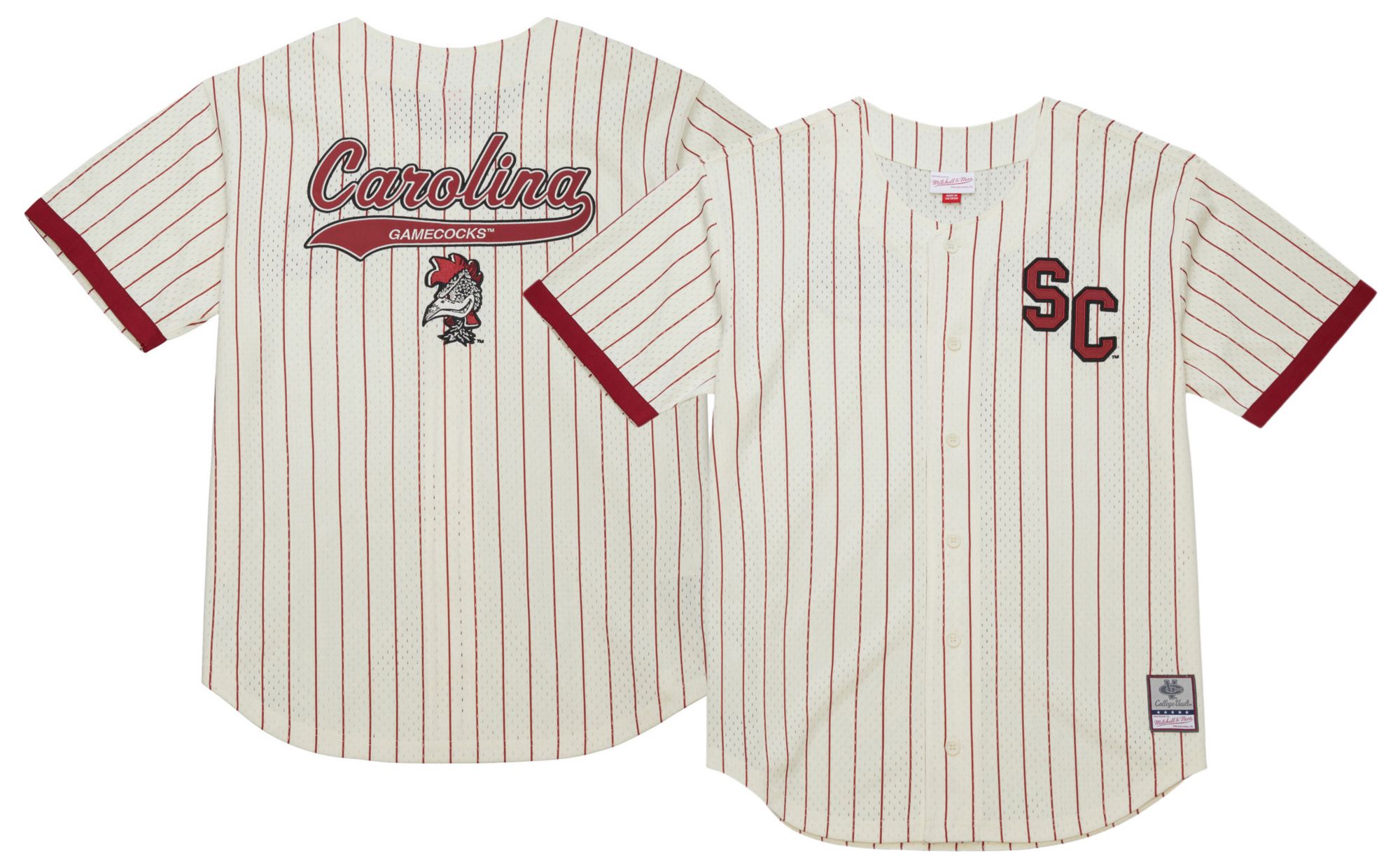Mitchell & Ness Men's South Carolina Gamecocks Cream Button Front On Campus Mesh Jersey product image