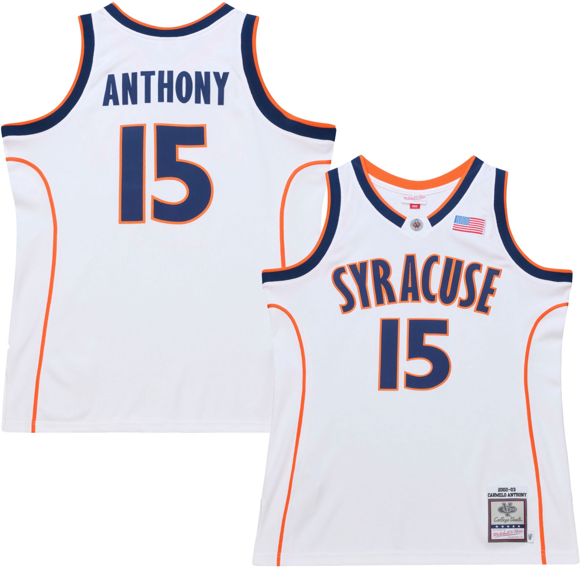 Mitchell & Ness Men's Syracuse Orange Carmelo Anthony #15 White Vintage Power Play Jersey product image