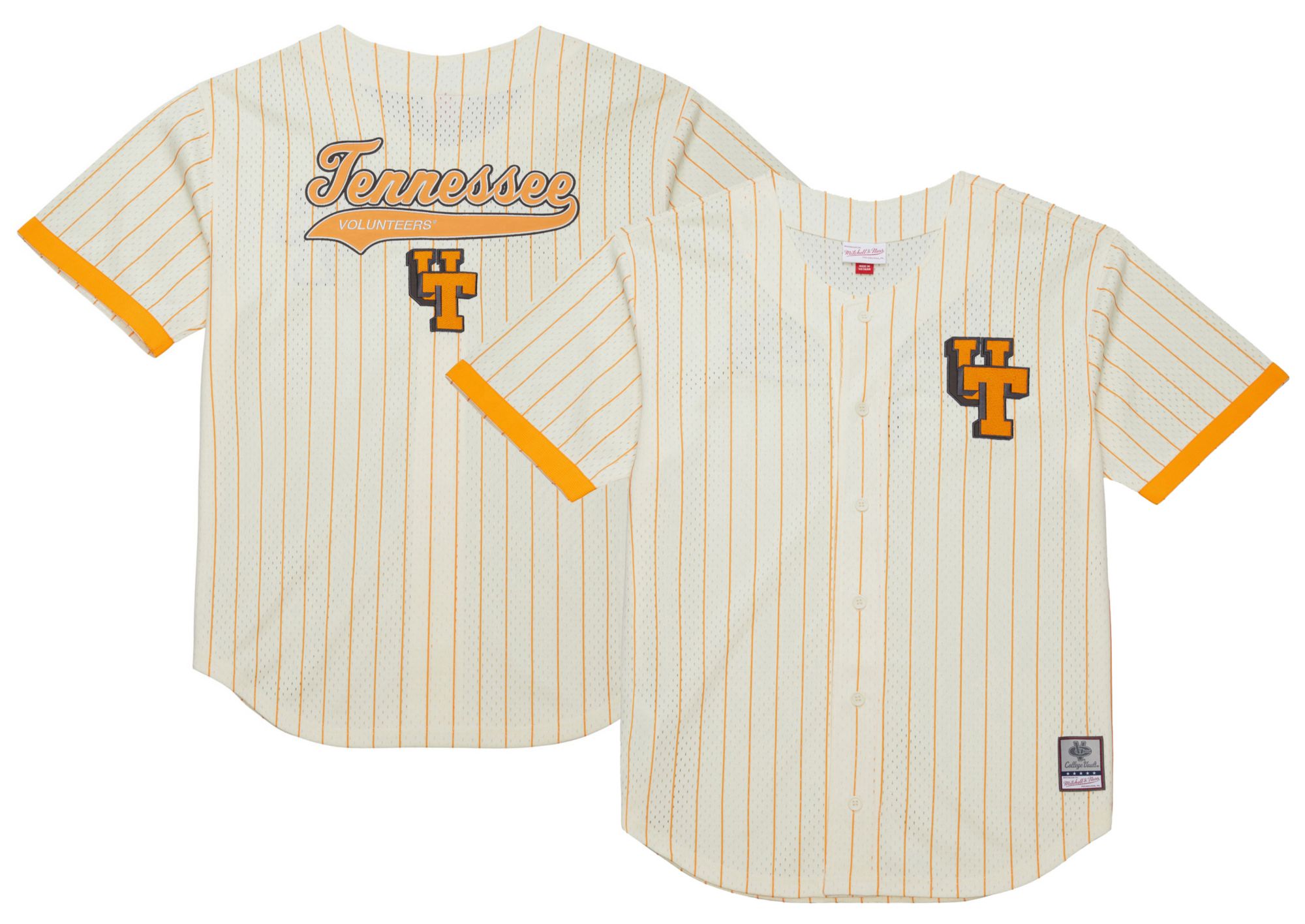 Mitchell & Ness Men's Tennessee Volunteers Cream Button Front On Campus Mesh Jersey product image