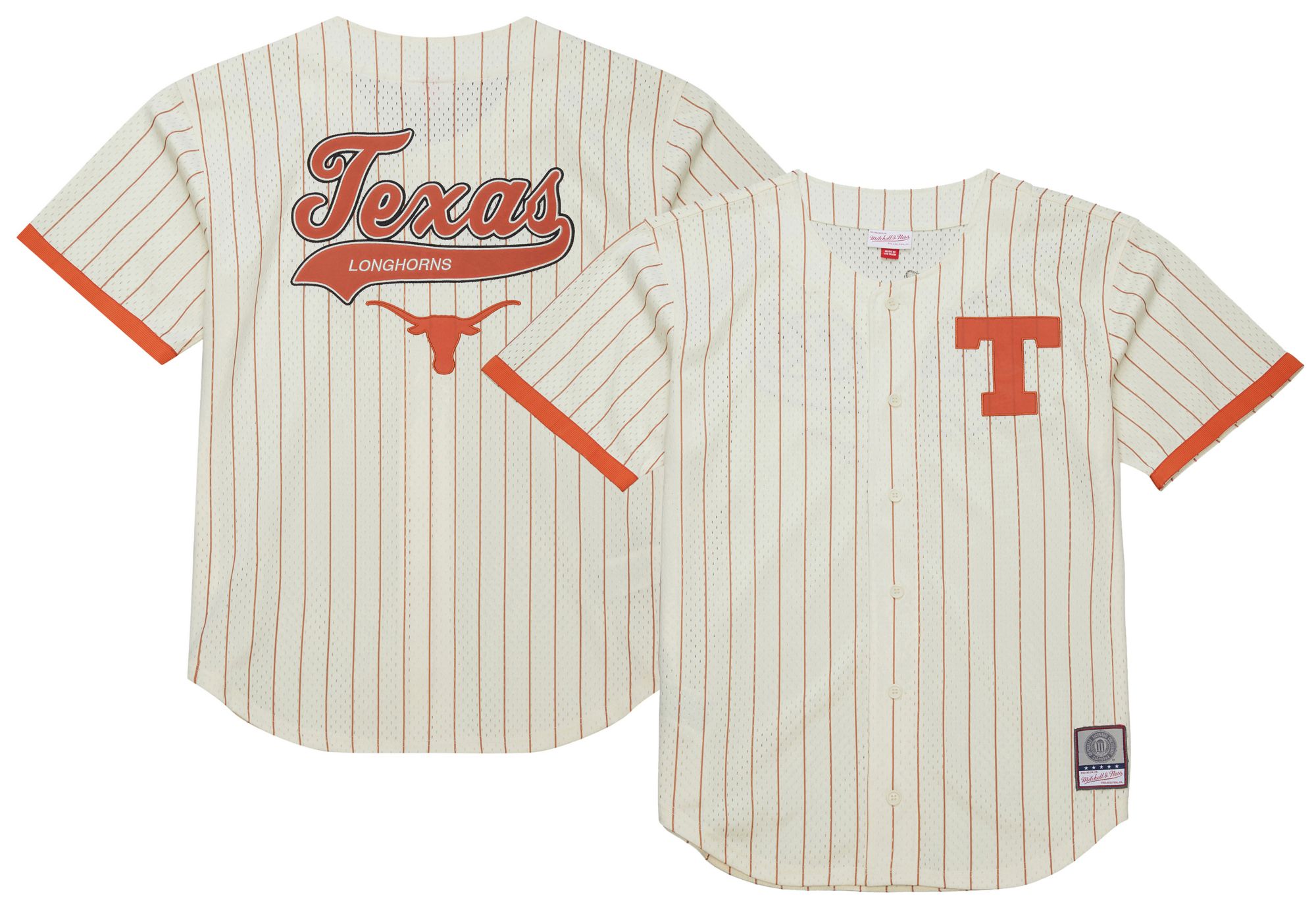 Mitchell & Ness Men's Texas Longhorns Cream Button Front On Campus Mesh Jersey product image