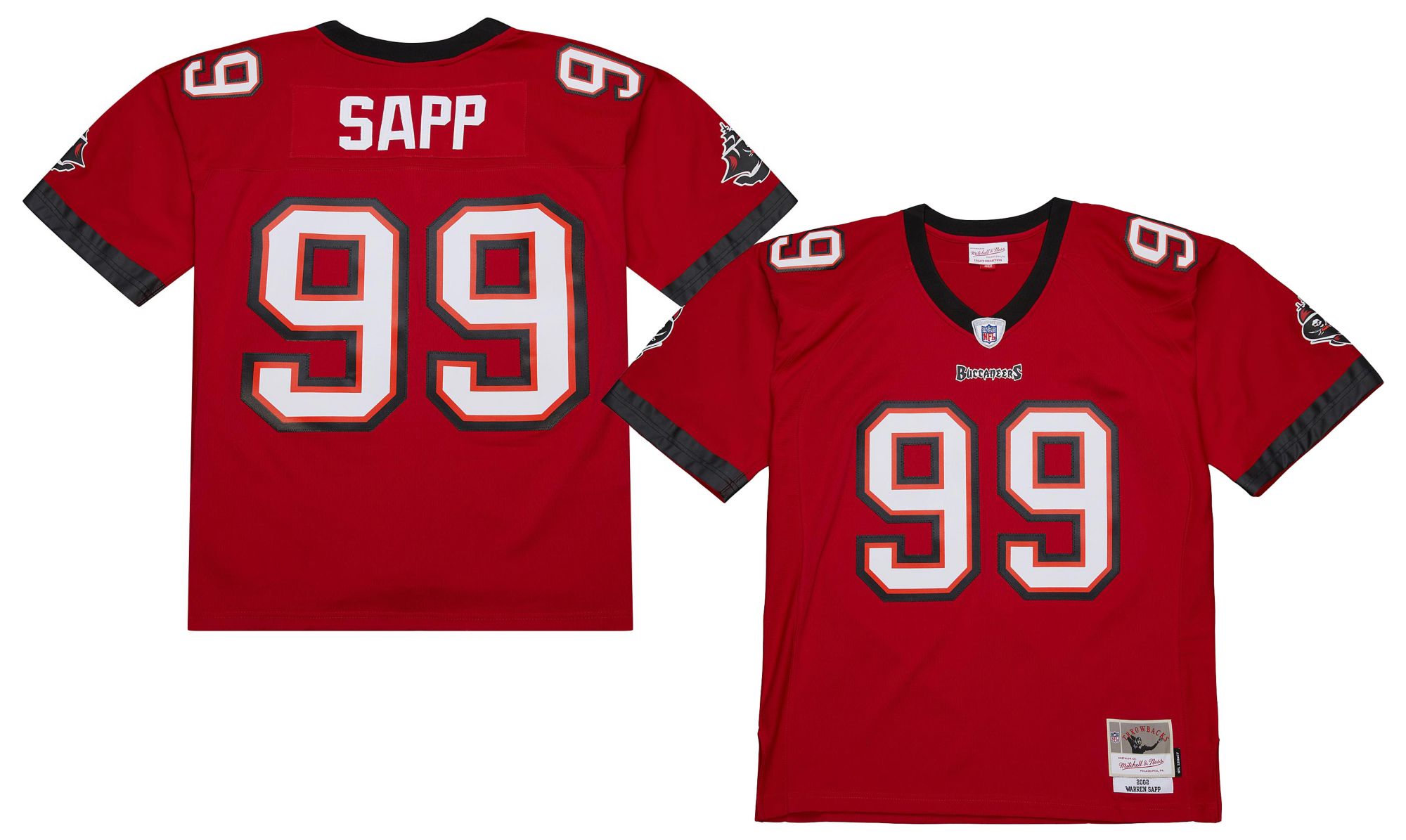 Mitchell & Ness Men's Tampa Bay Buccaneers Warren Sapp #99 Red 2002 Replica Football Jersey product image