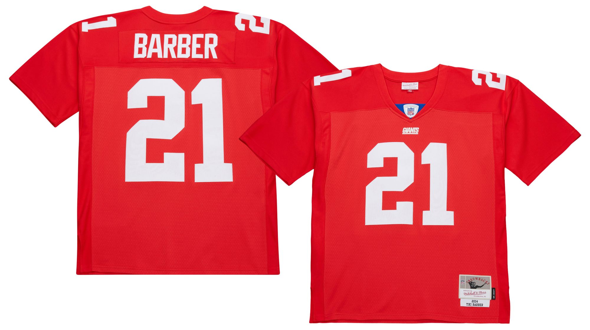Mitchell & Ness Men's New York Giants Tiki Barber #21 Red 2004 Replica Football Jersey product image