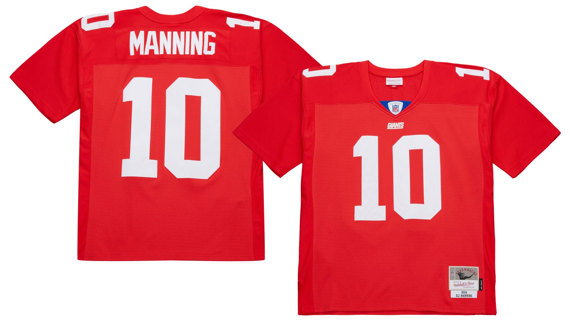 Mitchell & Ness Men's New York Giants Eli Manning #10 Red 2004 Replica Football Jersey product image