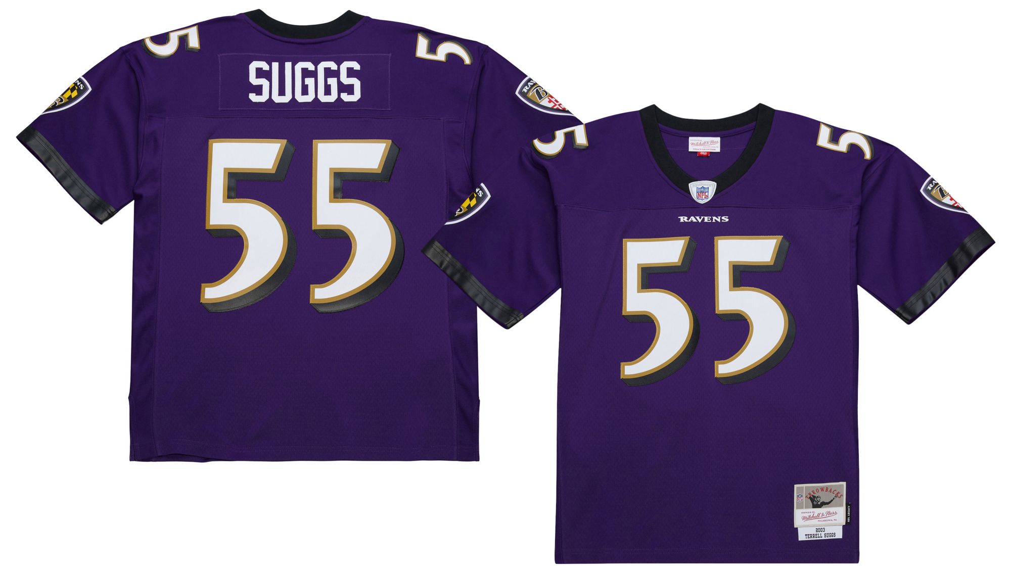 Mitchell & Ness Men's Baltimore Ravens Terrell Suggs #55 Purple 2003 Replica Football Jersey product image