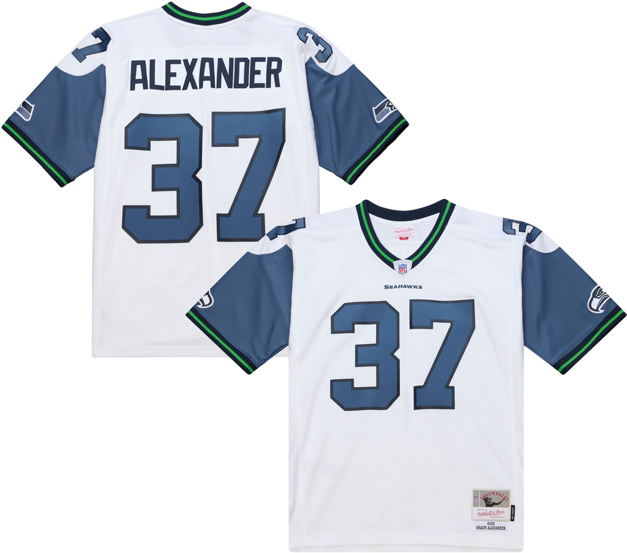 Mitchell & Ness Men's 2007 Seattle Seahawks Shaun Alexander #37 White Legacy Jersey product image