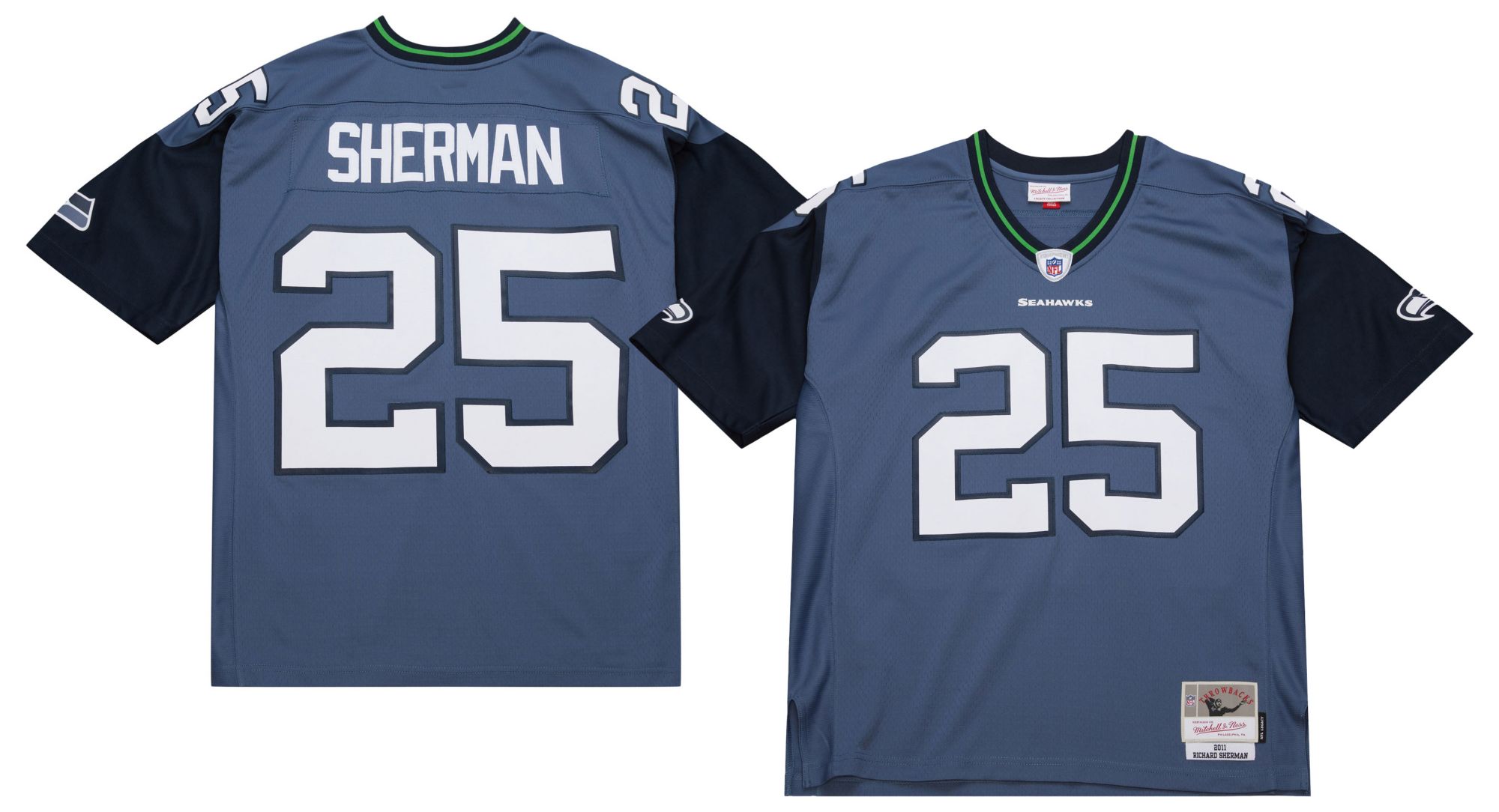 Mitchell & Ness Men's Seattle Seahawks Richard Sherman #25 Blue 2011 Replica Football Jersey product image