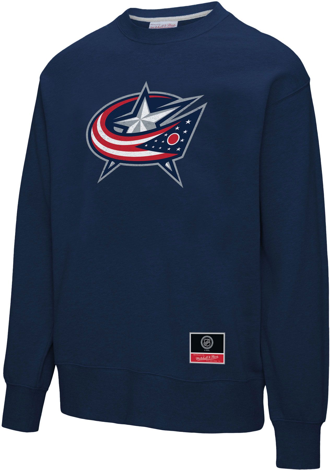 Mitchell & Ness Men's Columbus Blue Jackets Navy Logo Crewneck Sweatshirt product image