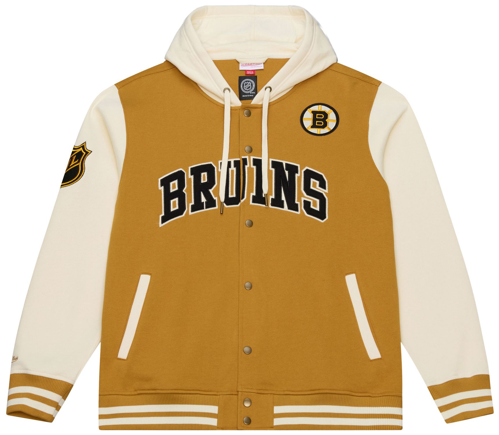 Mitchell & Ness Men's Boston Bruins Tan Dusted Varsity Jacket product image