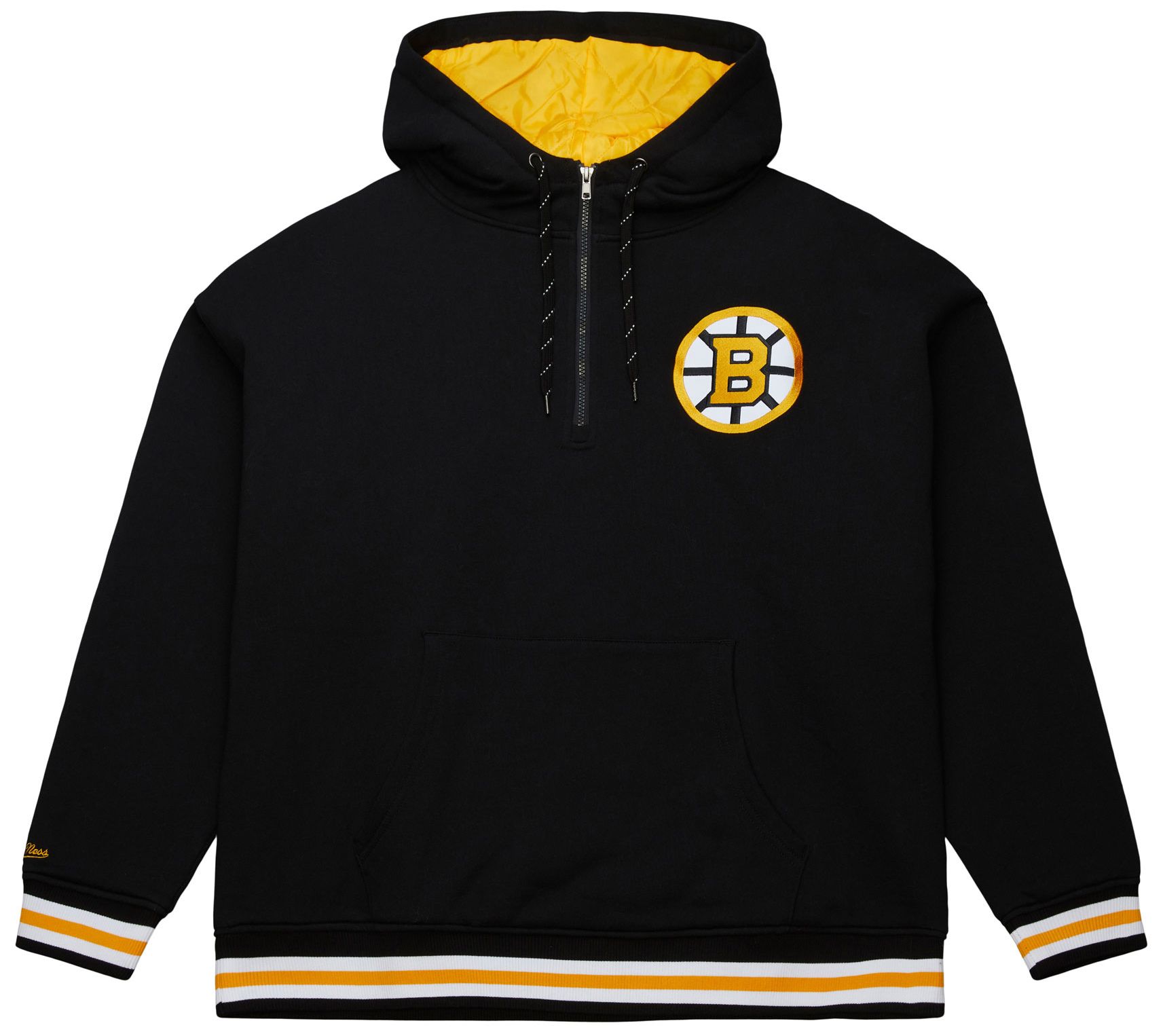 Mitchell & Ness Men's Boston Bruins Black 'Throw It Back' Quilted Pullover Hoodie product image