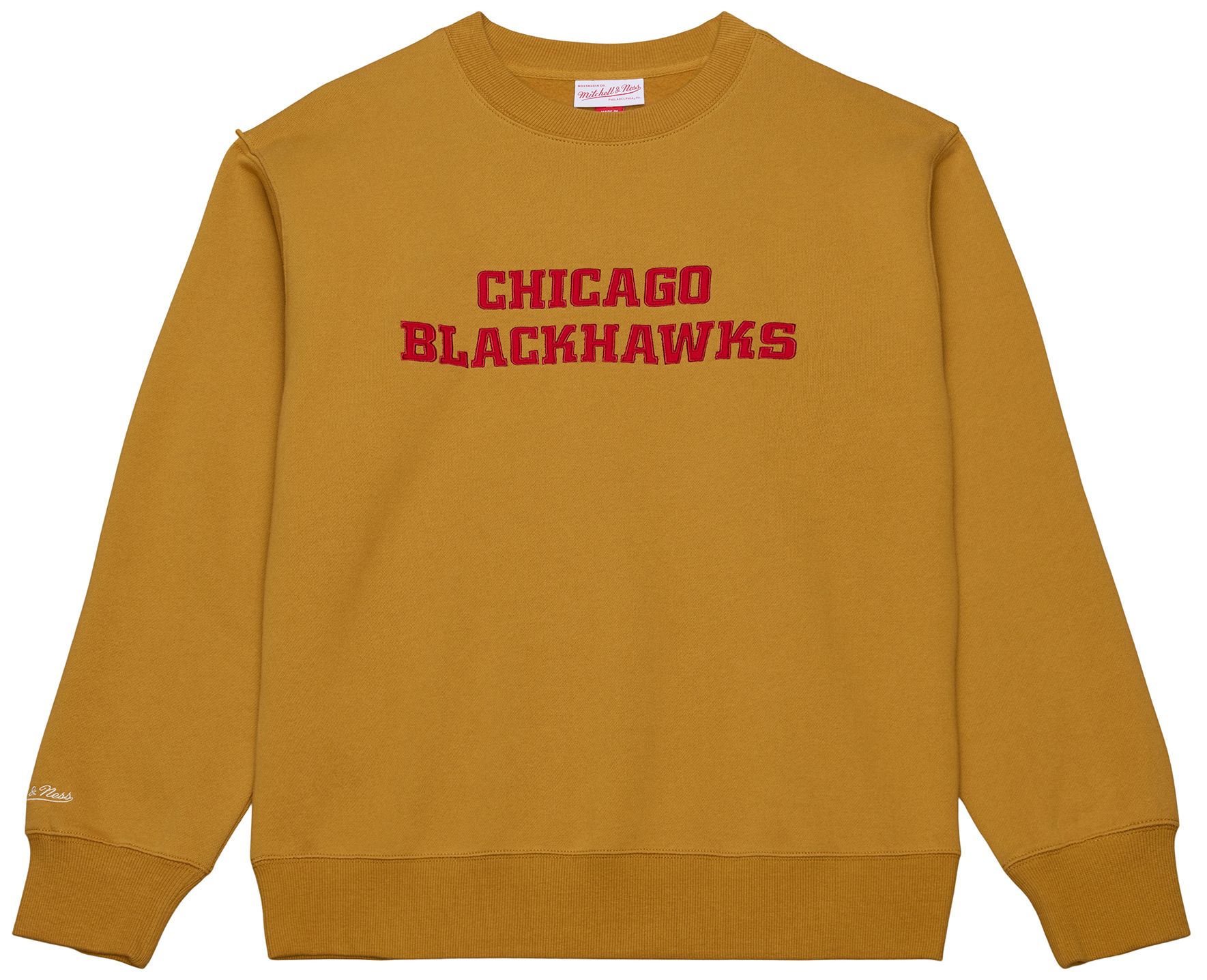 Mitchell & Ness Men's Chicago Blackhawks Tan Dusted Fleece Crewneck Sweatshirt product image