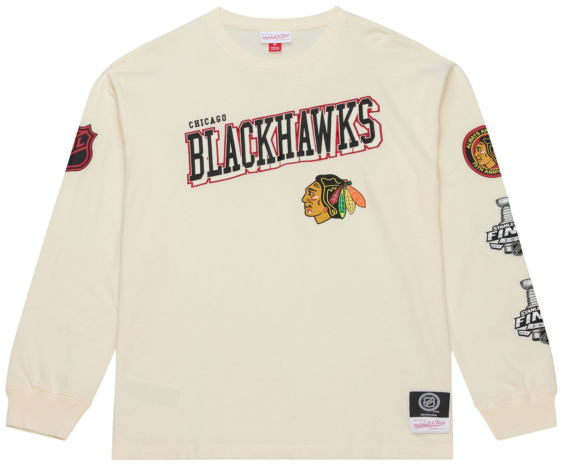 Mitchell & Ness Men's Chicago Blackhawks Cream Dusted Long Sleeve Shirt product image