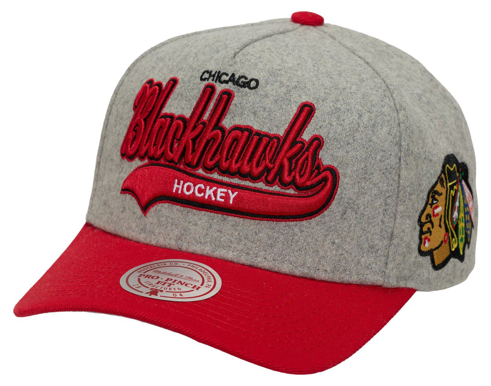 Mitchell & Ness Men's Chicago Blackhawks Grey Tailsweep Snapback Hat product image