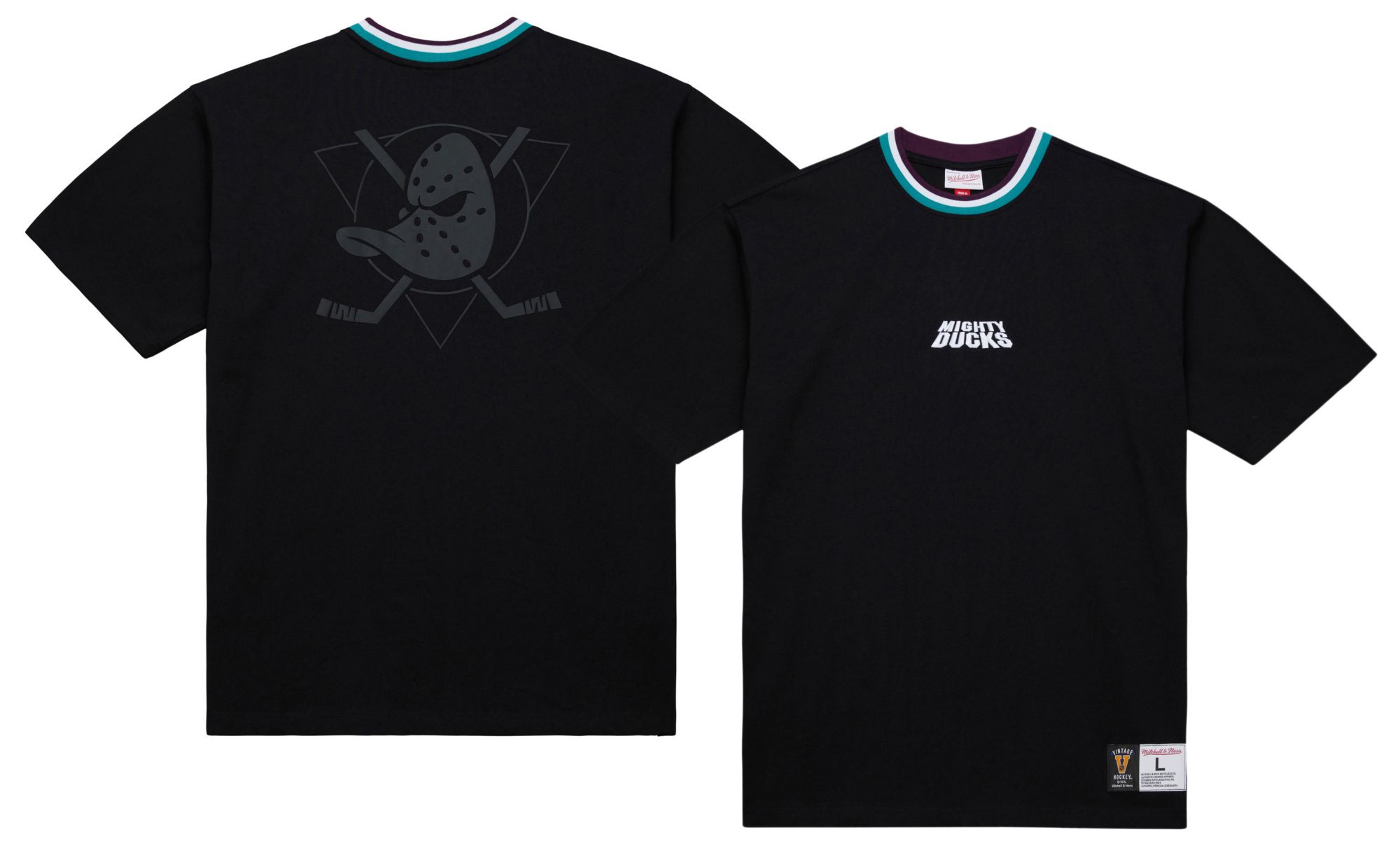 Mitchell & Ness Men's Anaheim Ducks Black Playmaker Short Sleeve T-Shirt product image