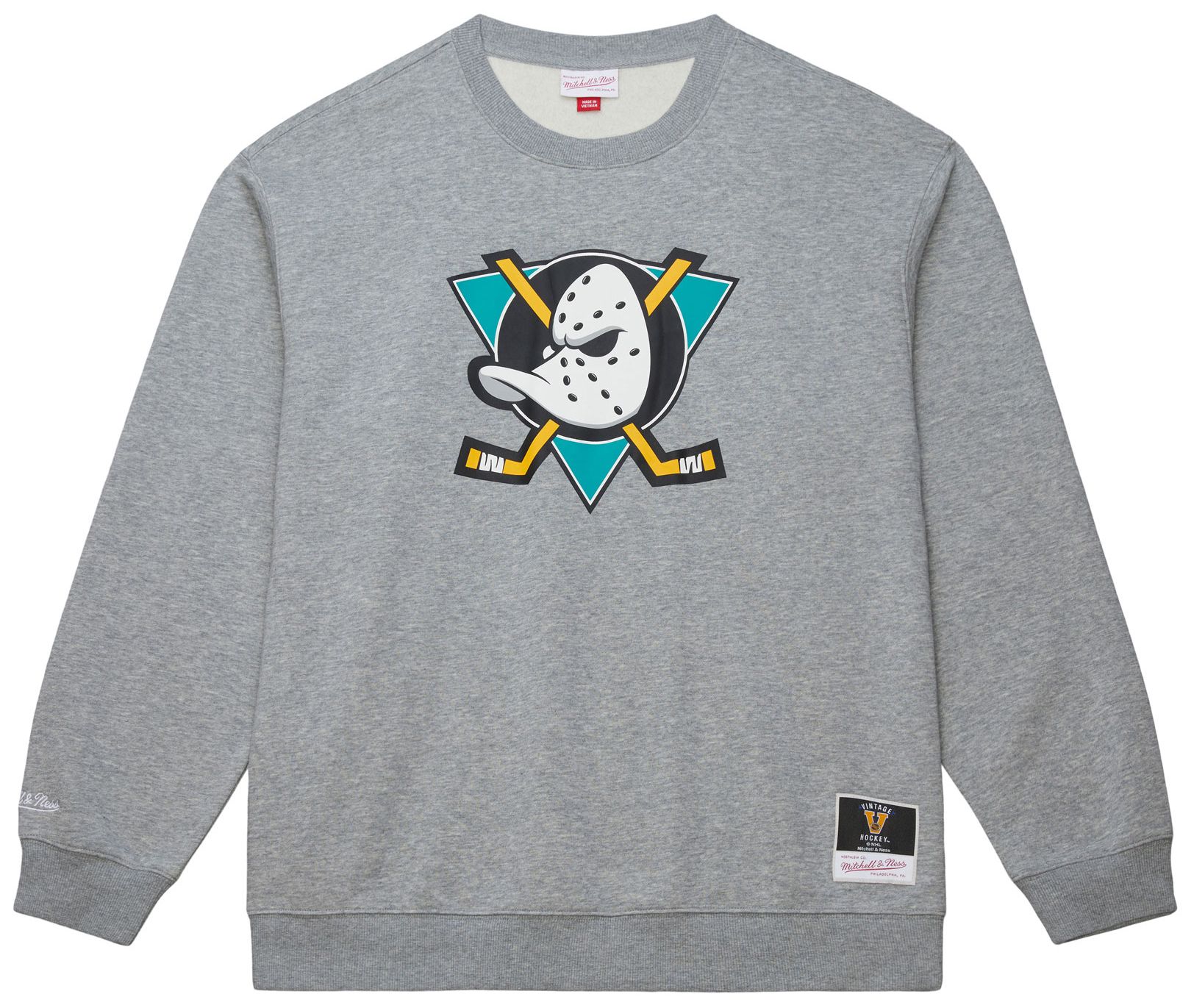 Mitchell & Ness Men's Anaheim Ducks Grey All In Walk Off Fleece Crewneck Sweatshirt product image