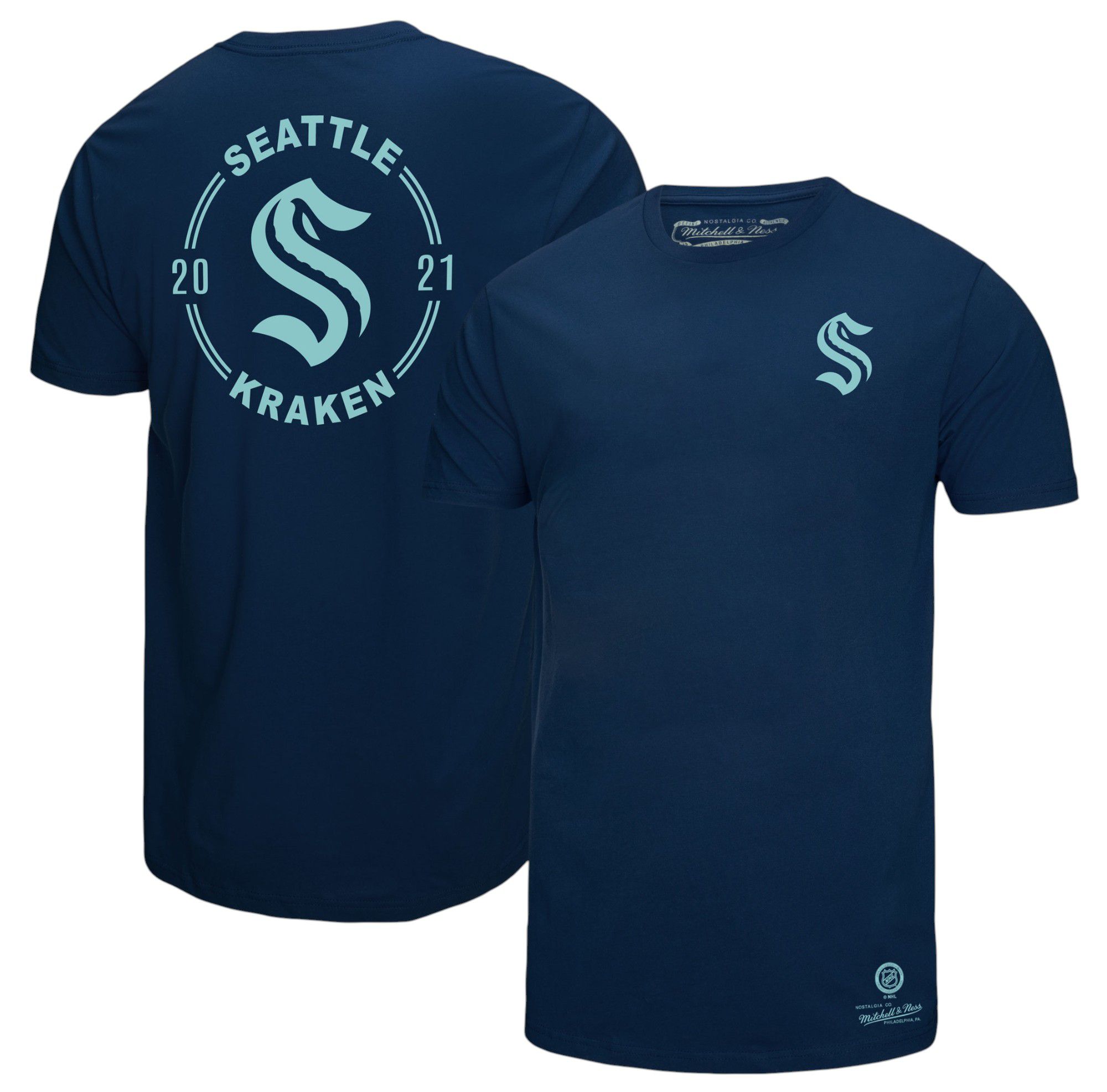 Mitchell & Ness Men's Seattle Kraken Navy Penalty Box 3 Short Sleeve T-Shirt product image