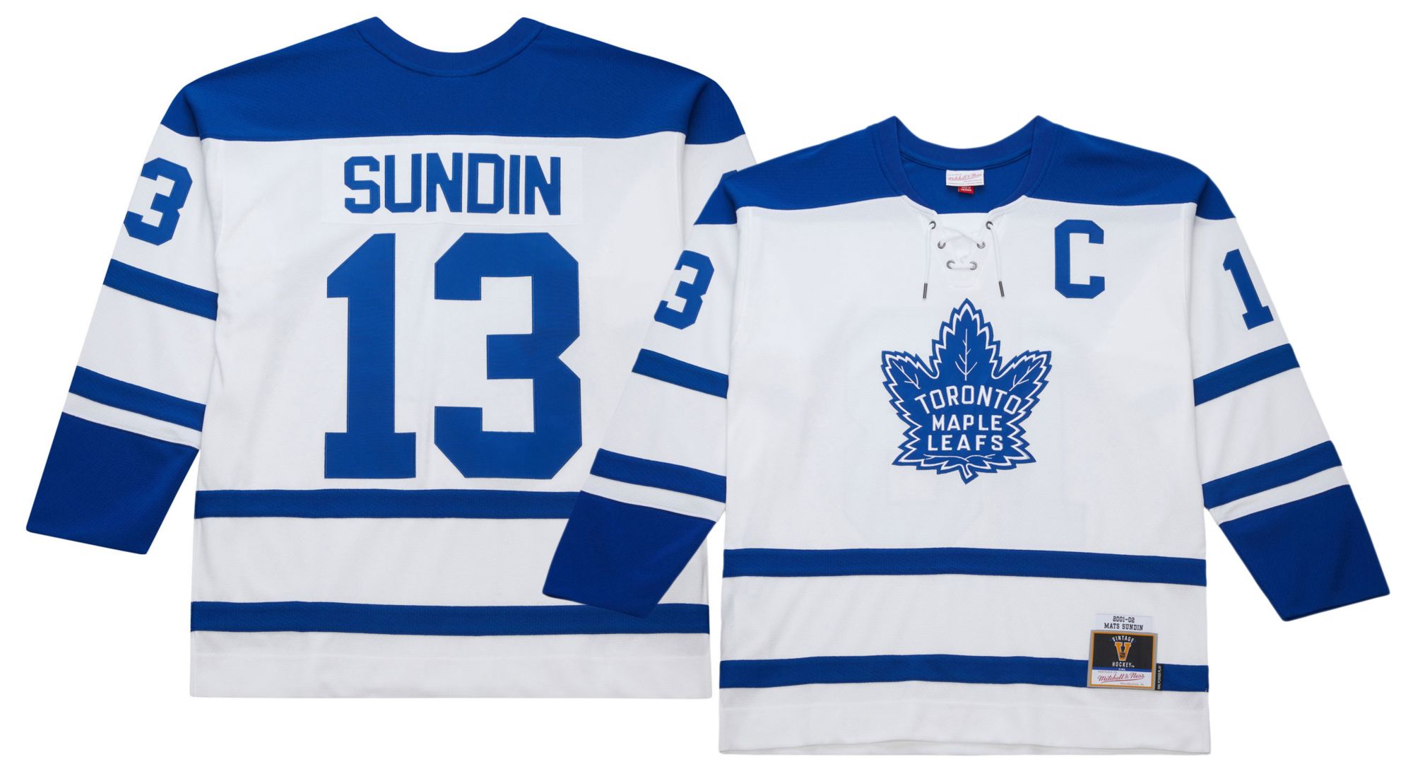 Mitchell & Ness Men's Toronto Maple Leafs Mats Sundin #13 2001 White Power Play Vintage Replica Jersey product image