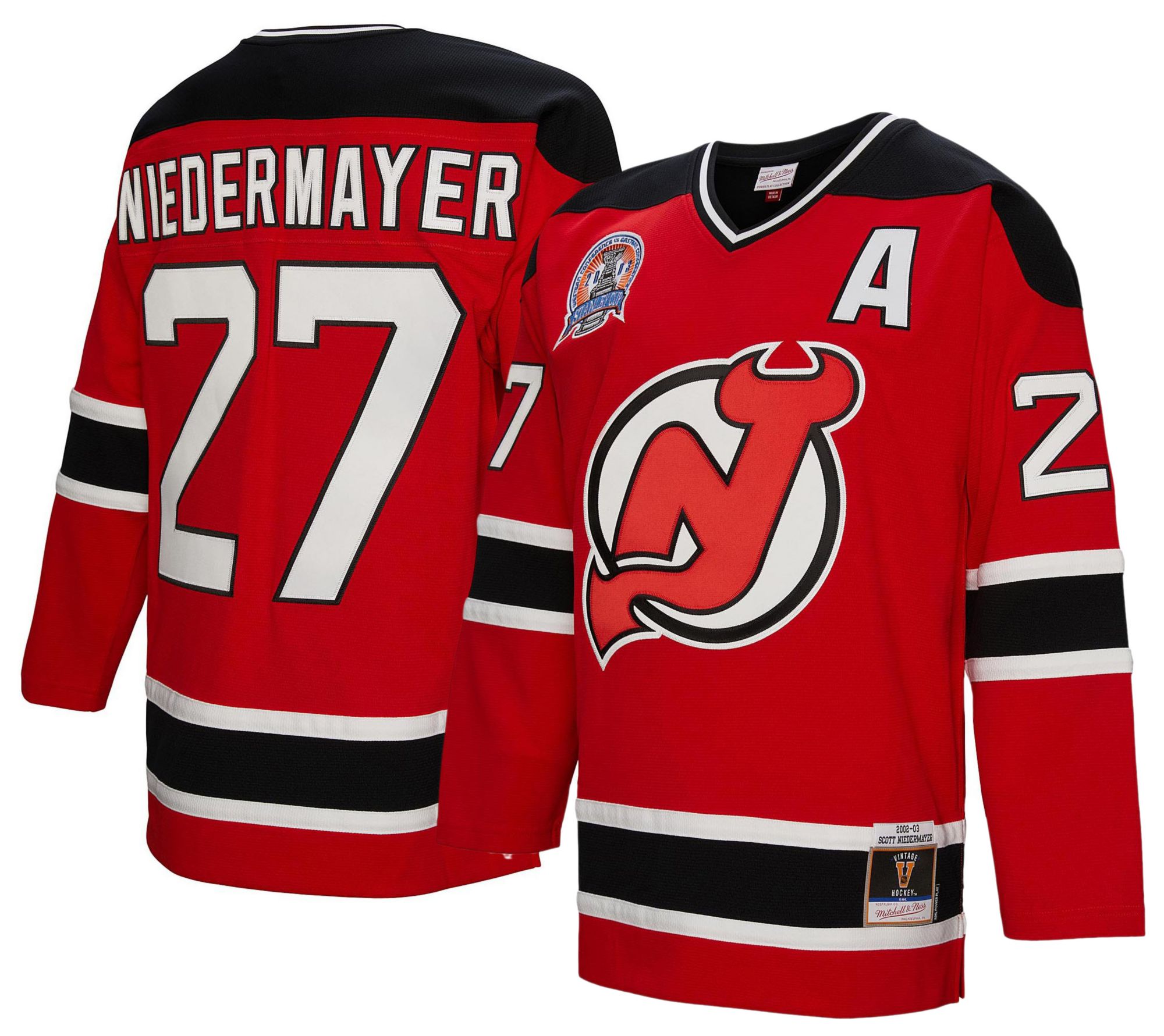 Mitchell & Ness Men's New Jersey Devils Scott Niedermayer #27 2002 Red Power Play Vintage Replica Jersey product image
