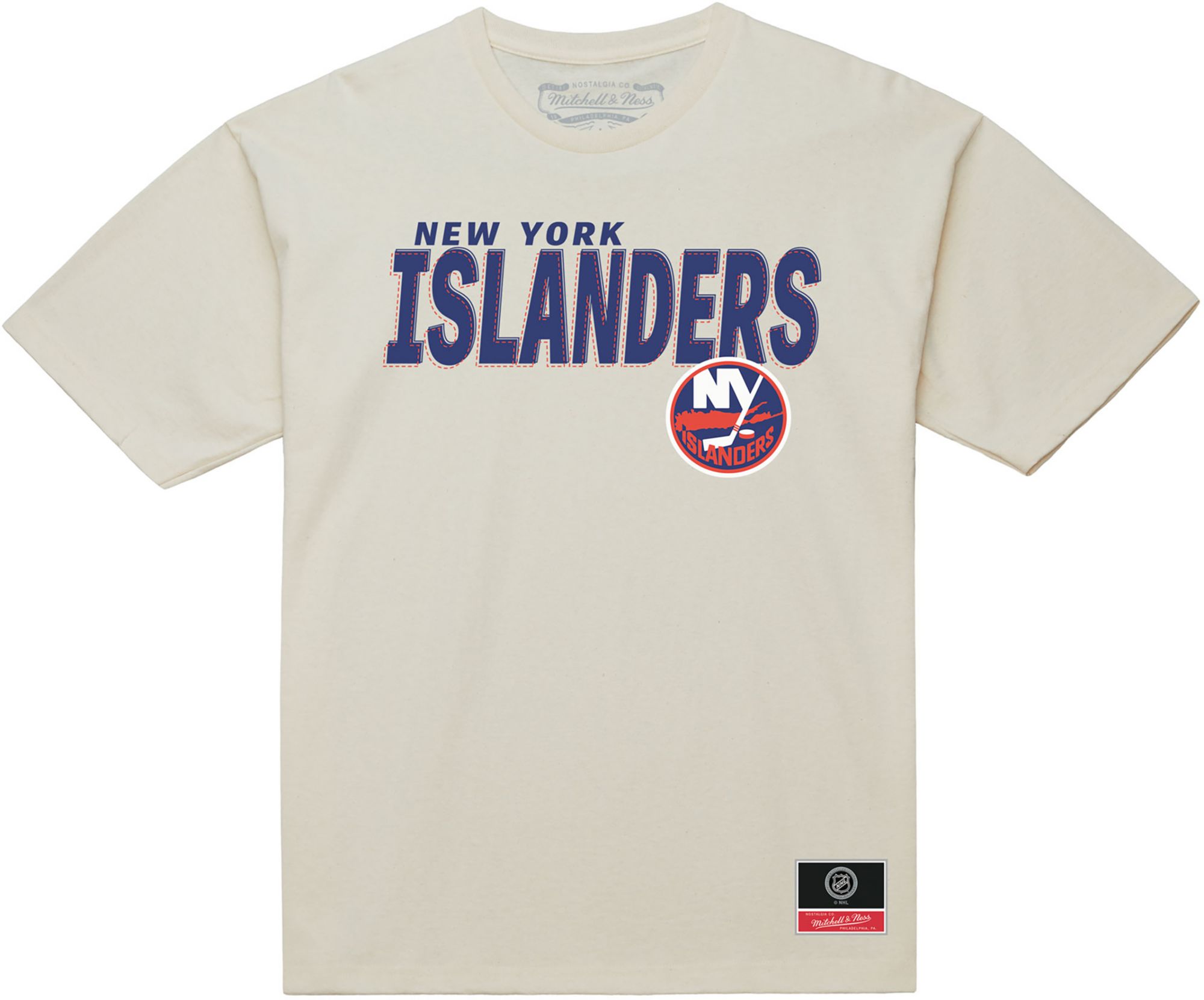 Mitchell & Ness Men's New York Islanders Cream Logo Stitch T-Shirt product image