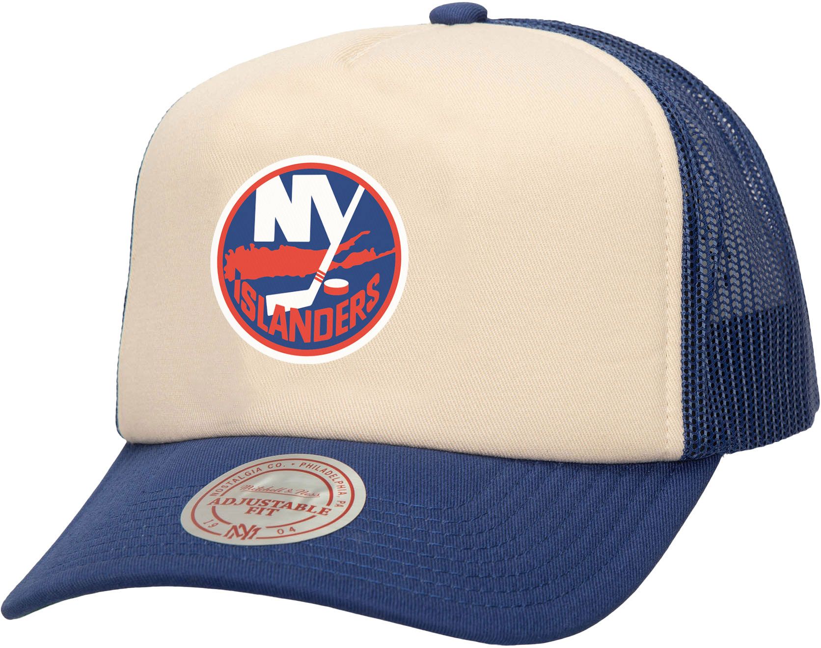 Mitchell & Ness Men's New York Islanders Cream Vintage Block Trucker Hat product image