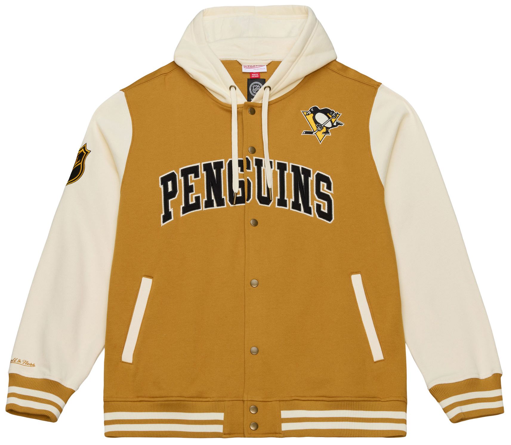 Mitchell & Ness Men's Pittsburgh Penguins Tan Dusted Varsity Jacket product image